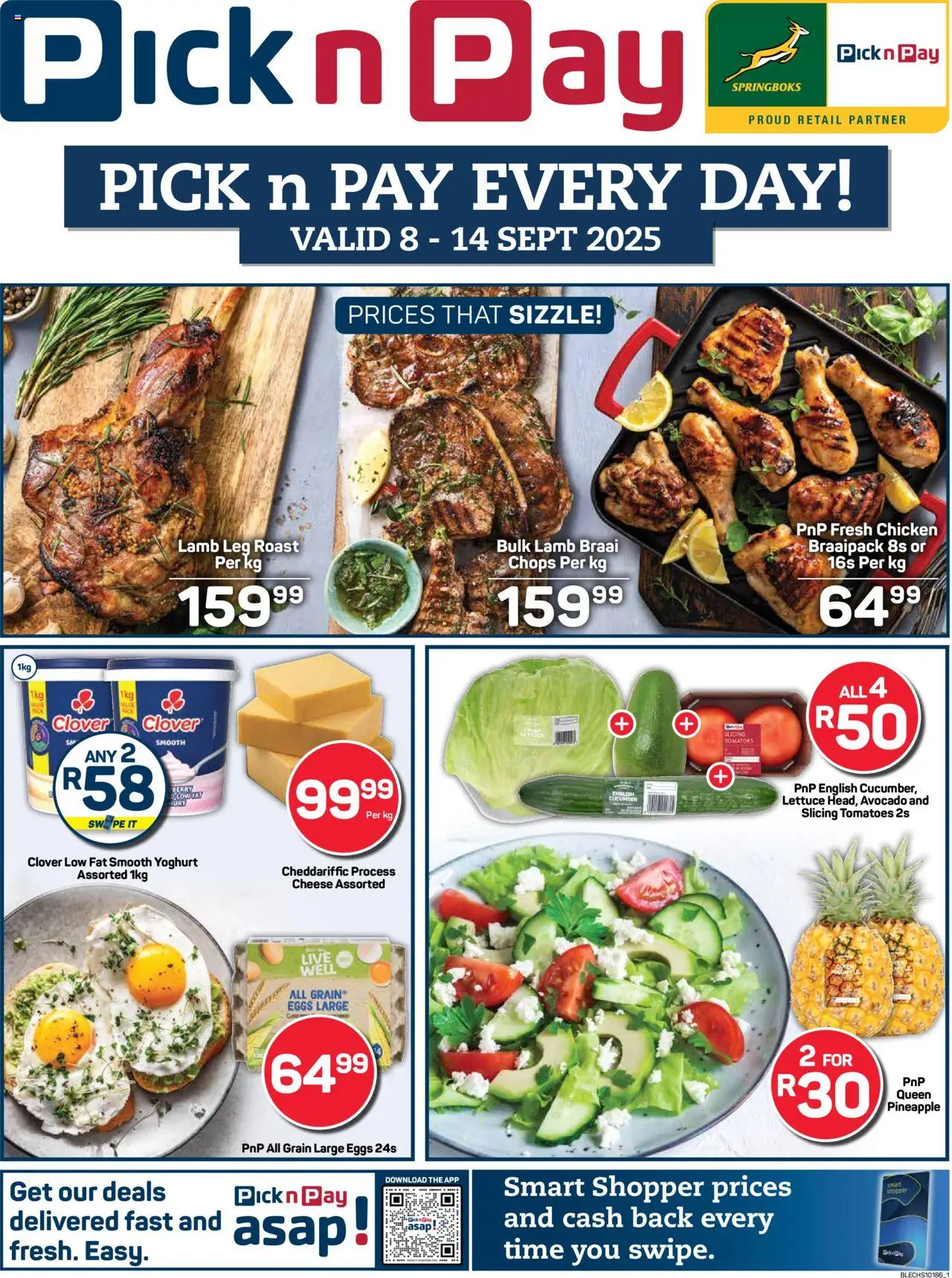 New Pick n Pay catalogue – valid from 08.09.2025 | Page: 1 | Products: Cheese, Eggs, Chicken, Tomatoes