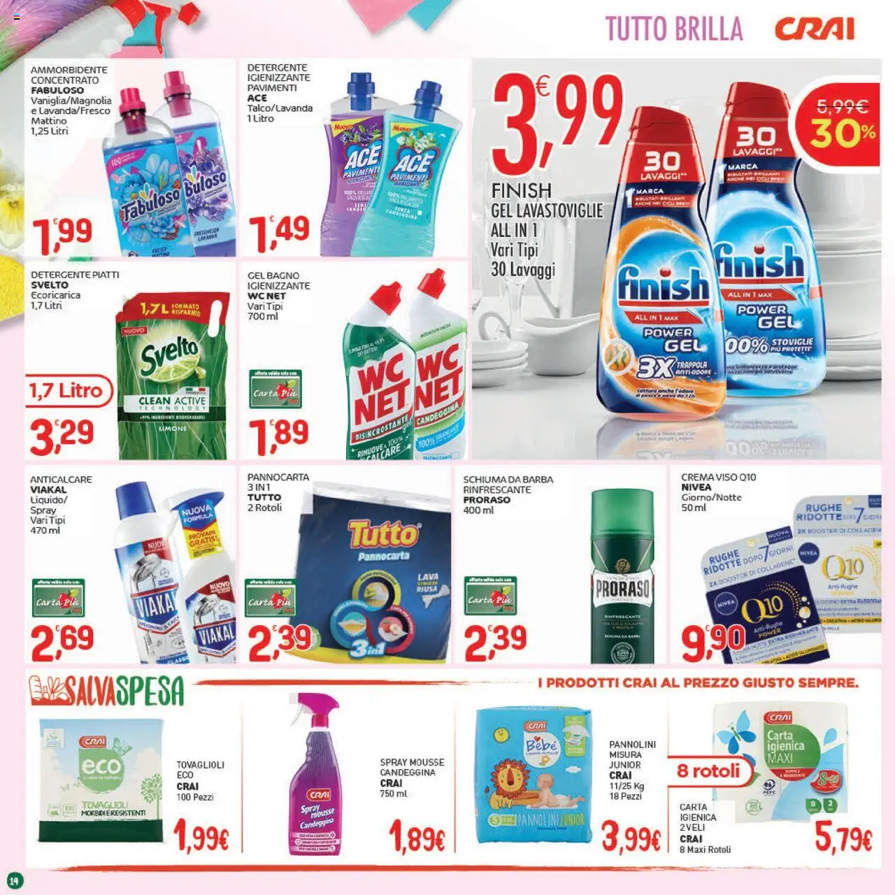 Volantino CRAI del 16.10.2025 | Pagina: 14 | Prodotti: Pile, Pannolini, Crema viso, Bagno