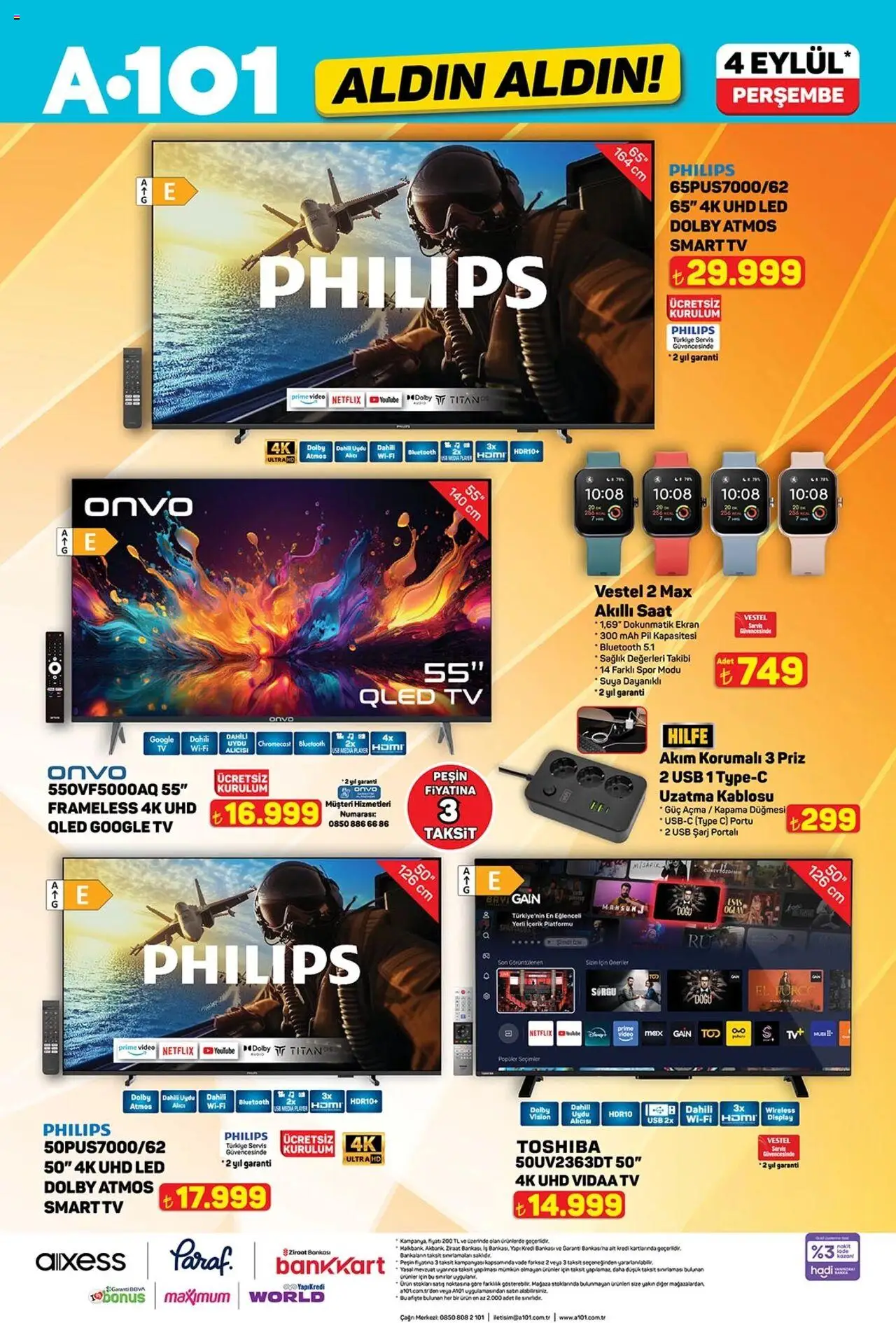 A101 Katalog Aldın Aldın - 04.09.2025 tarihinden itibaren geçerlidir | Sayfa: 16 | Ürünler: Akıllı saat, Priz, Pil, USB