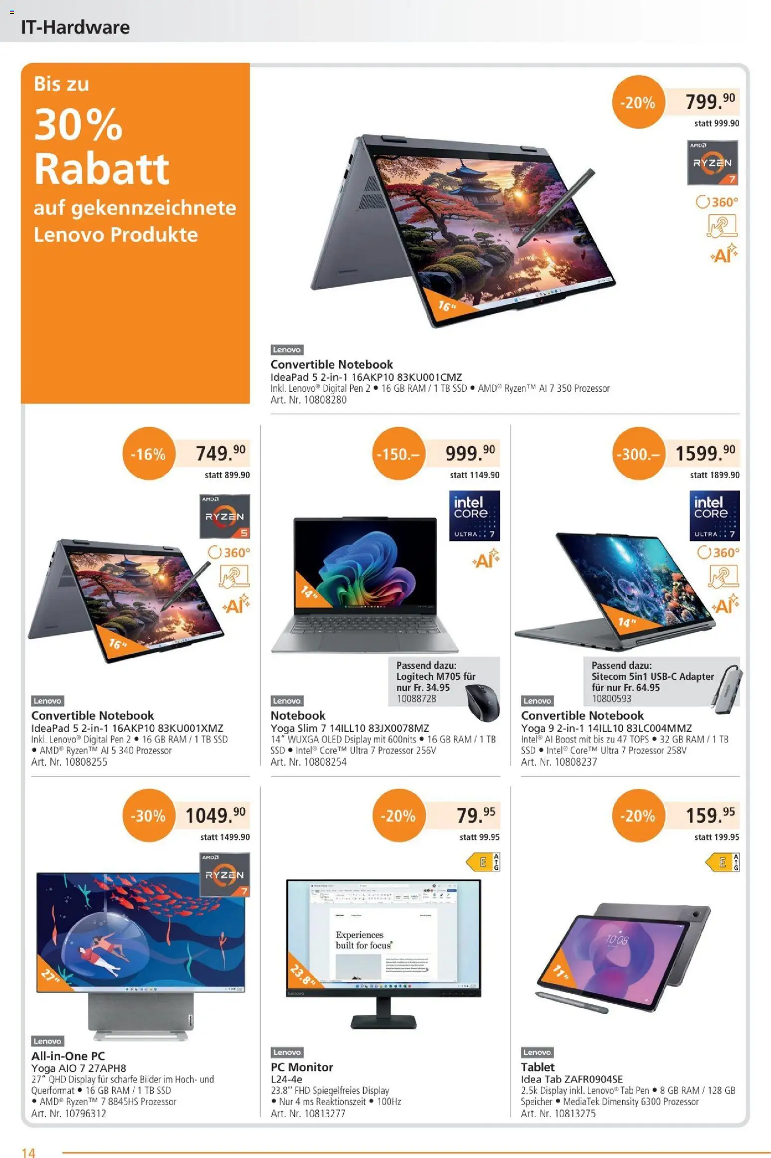 Fust Aktionen – gültig ab 26.01.2026 | Seite: 14 | Produkte: Notebook, Monitor, Pc, Tablet