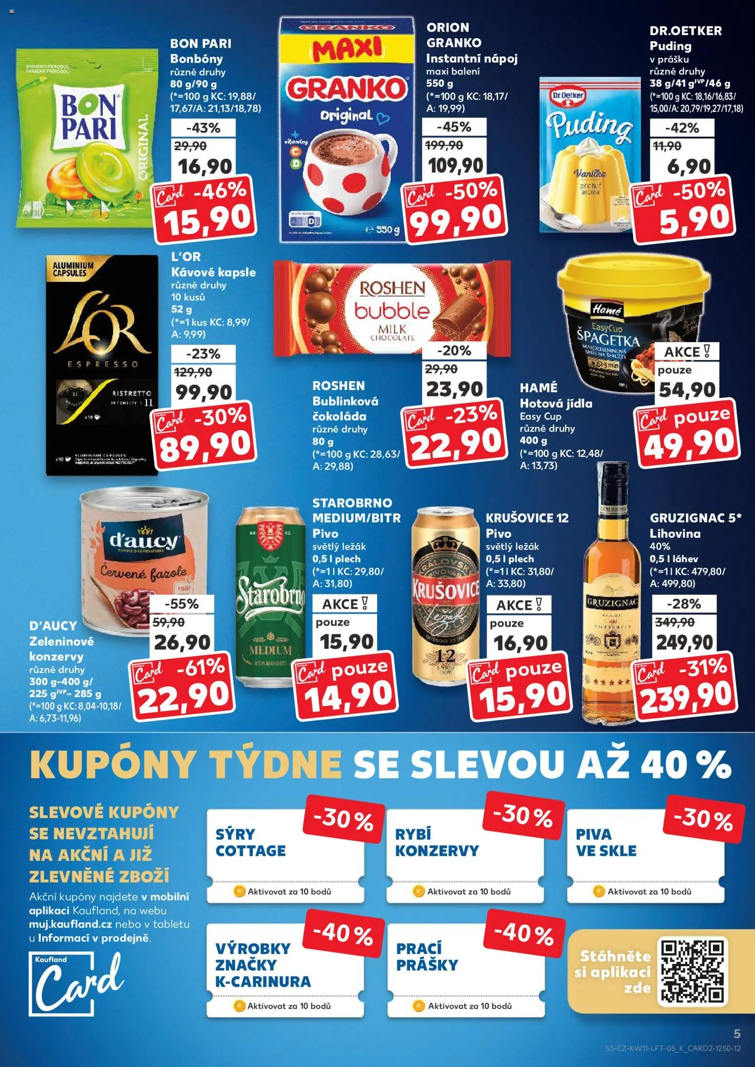Kaufland leták od 11.03.2026 | Strana: 5 | Produkty: Starobrno, Kávové kapsle, Sýry, Krušovice 12