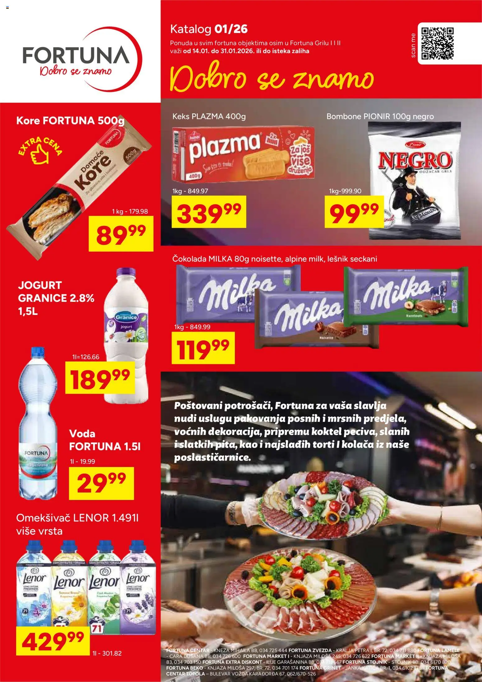 Fortuna Market katalog - važi od 14.01.2026 | Strana: 1 | Proizvode: Milka, Lešnik, Voda, Jogurt