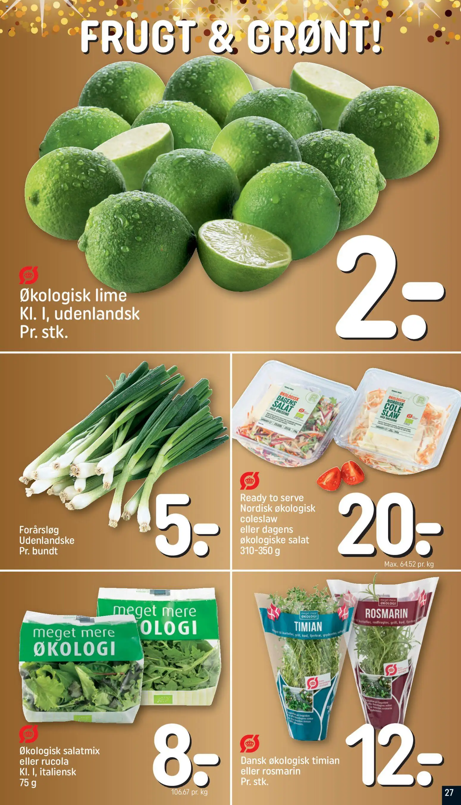 Rema 1000 tilbudsavis – gyldig fra 27.12.2025 | Side: 27 | Produkter: Salat, Forårsløg, Lime, Timian