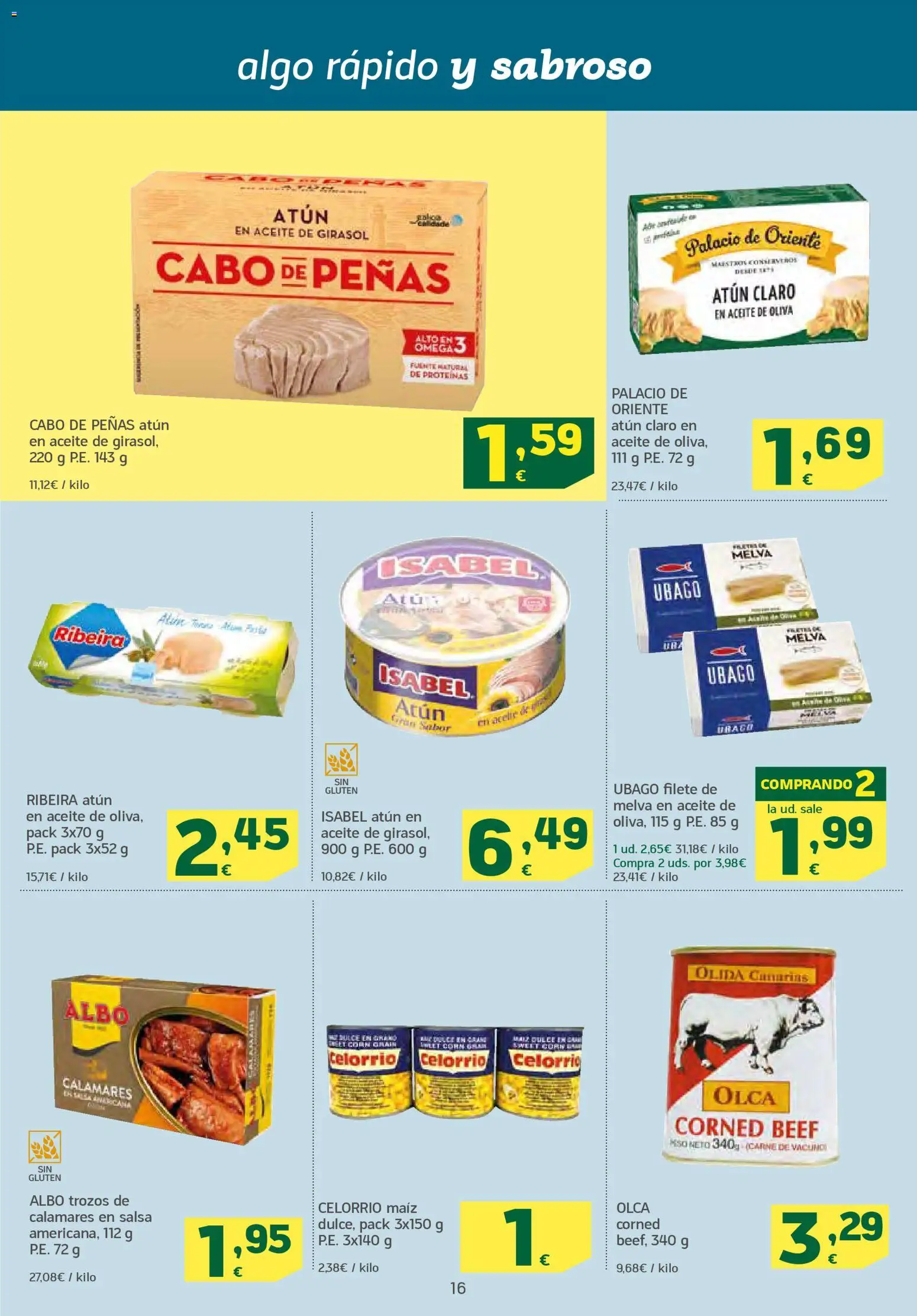 HiperDino folleto │ válido desde el 10.03.2026 | Página: 16 | Productos: Aceite de oliva, Aceite de girasol, Filete, Atún claro