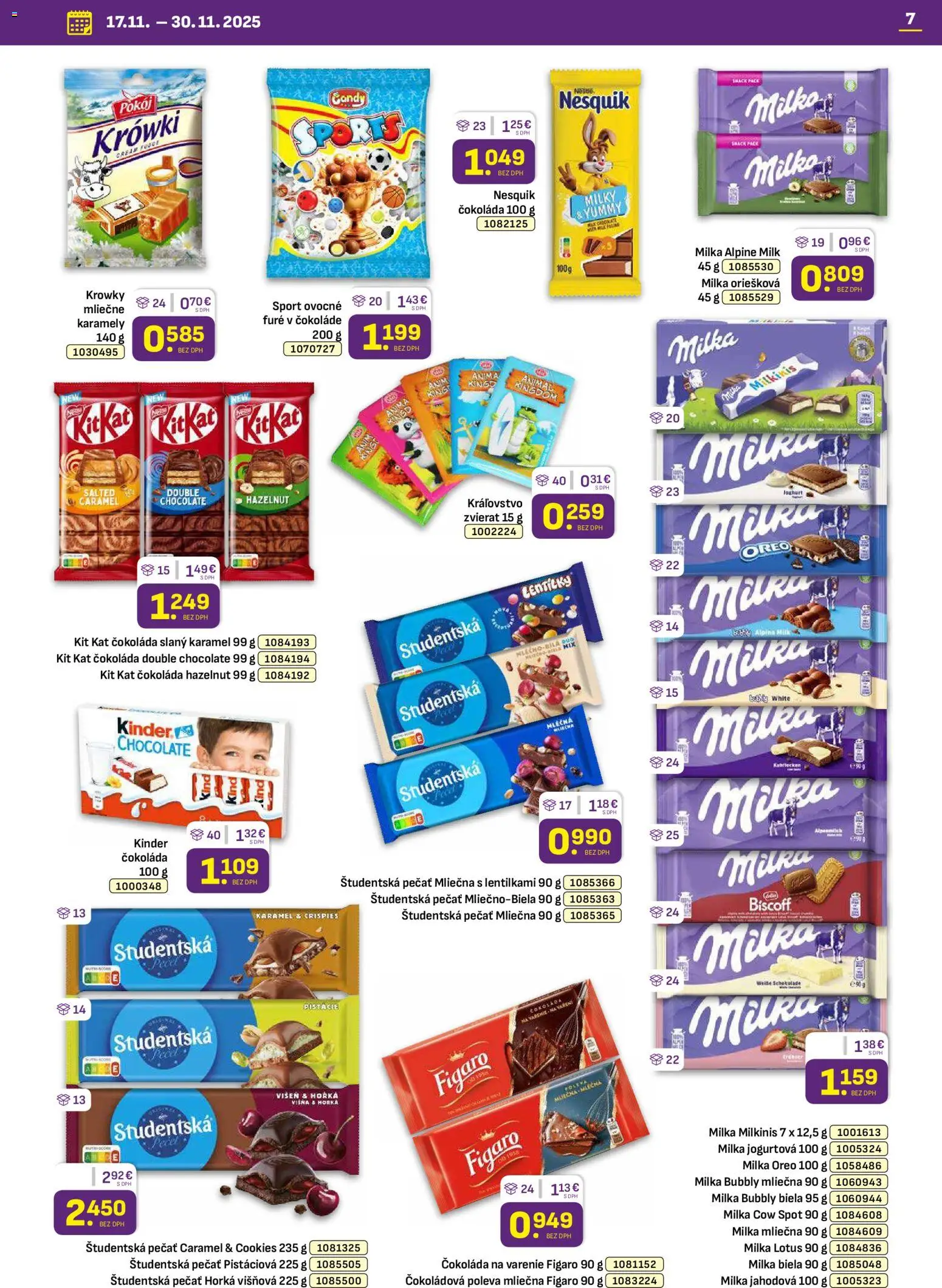 Nové Libex akcie – leták je platný od 17.11.2025 | Strana: 7 | Produkty: Múka, Milka, Pistácie, Nesquik