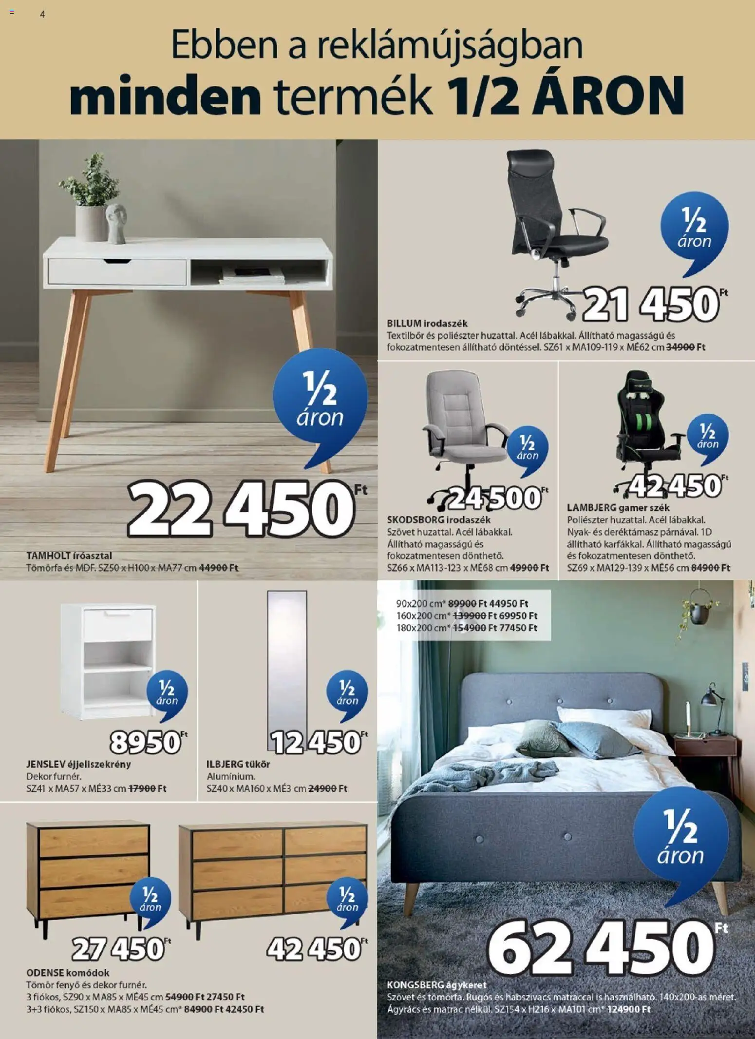 JYSK akciós ujság - amely érvényes a következő dátumtól: 25.02.2026 | Oldal: 4 | Termékek: Gamer szék, Matrac, Szék, Íróasztal