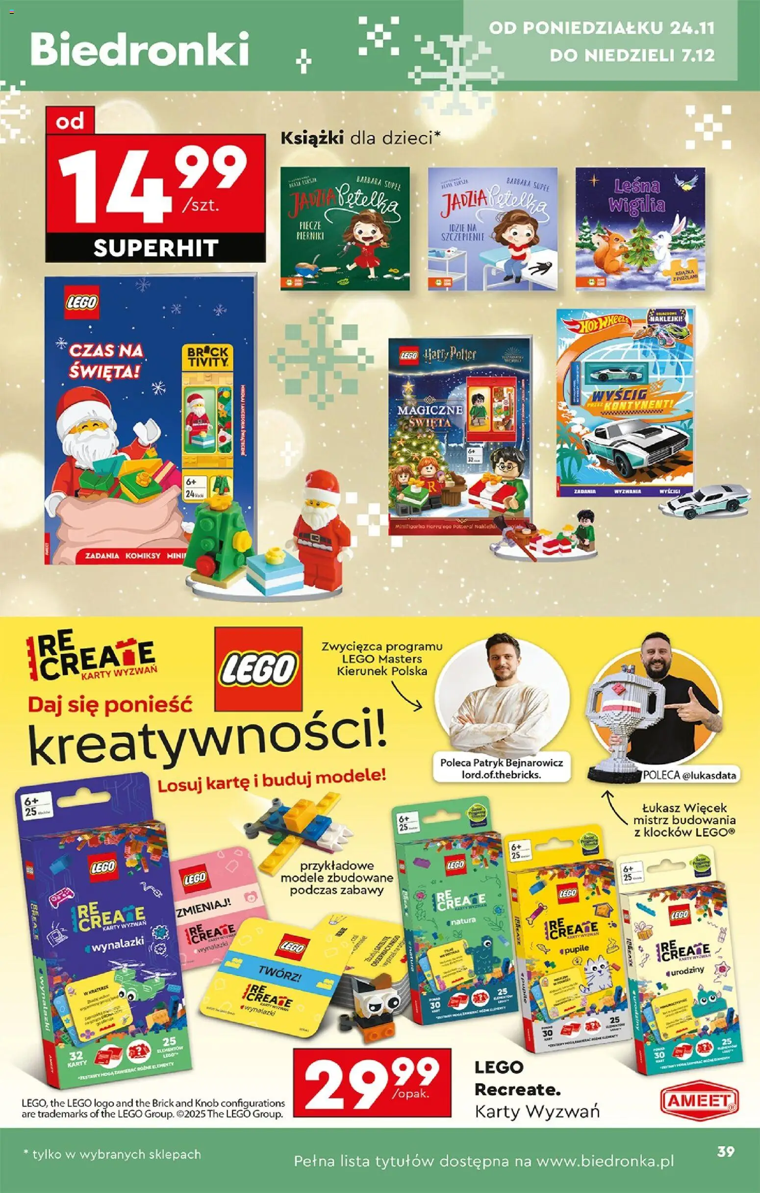 Biedronka Black Friday od 24.11.2025 | Strona: 41 | Produkty: Pierniki, Lego, Książki, Naklejki