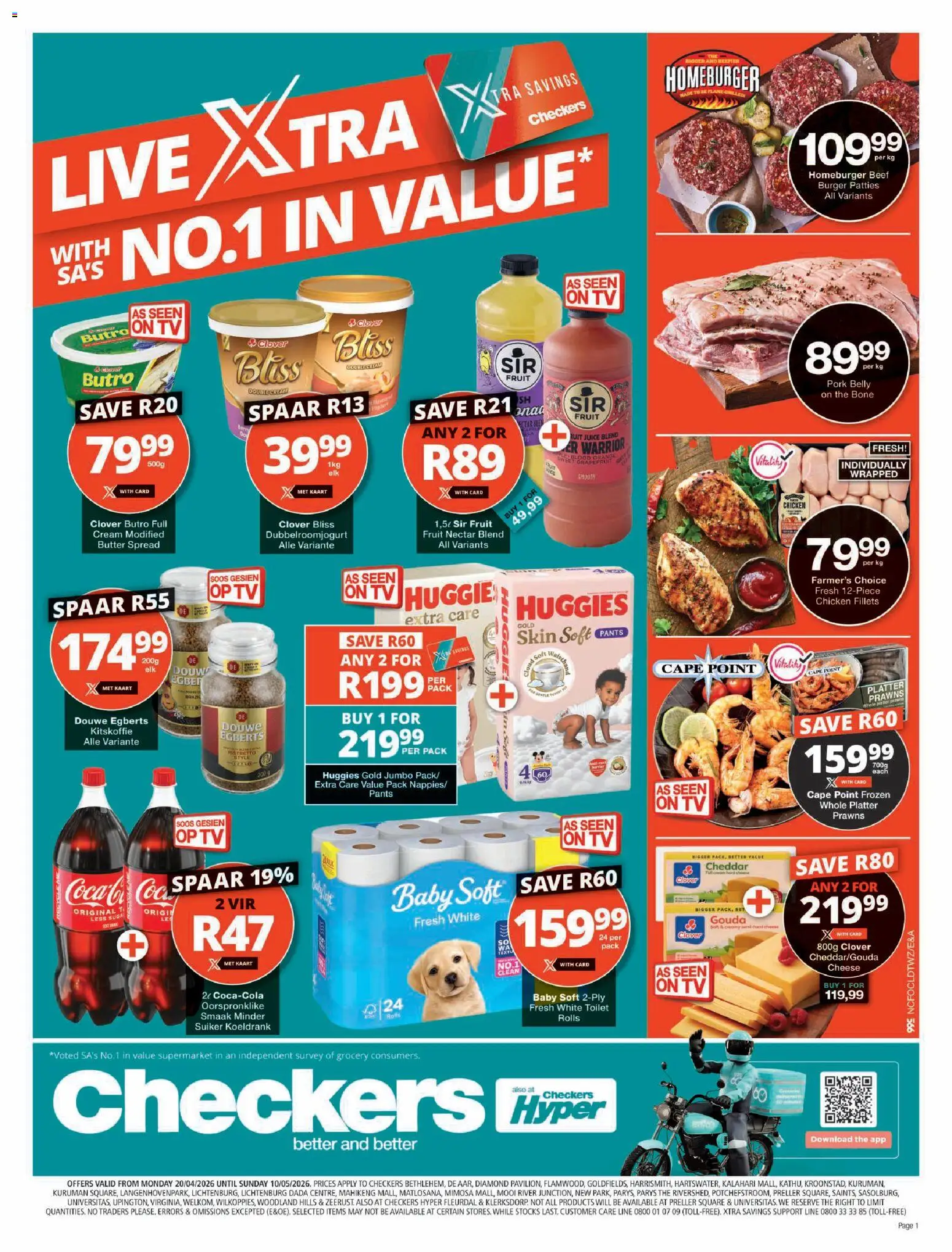 New Checkers catalogue – valid from 20.04.2026 | Page: 1 | Products: Pants, TV, Toilet, Cream