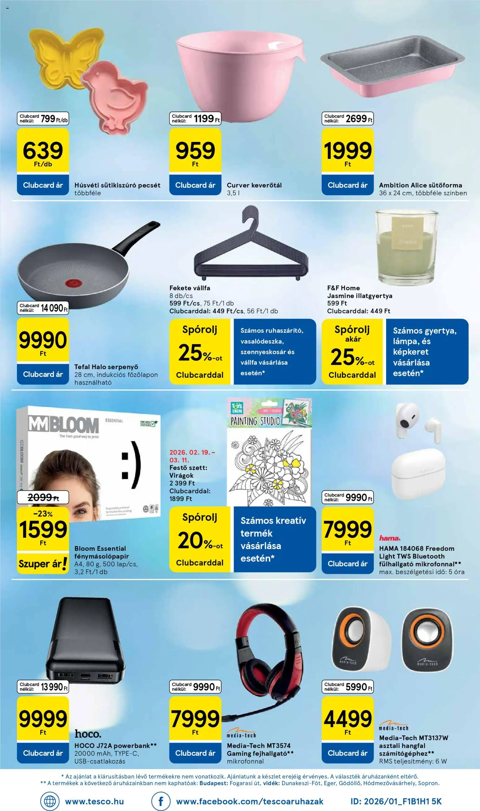 Tesco akciós ujság - amely érvényes a következő dátumtól: 05.03.2026 | Oldal: 34 | Termékek: Virágok, Fejhallgató, Szennyeskosár, Óra