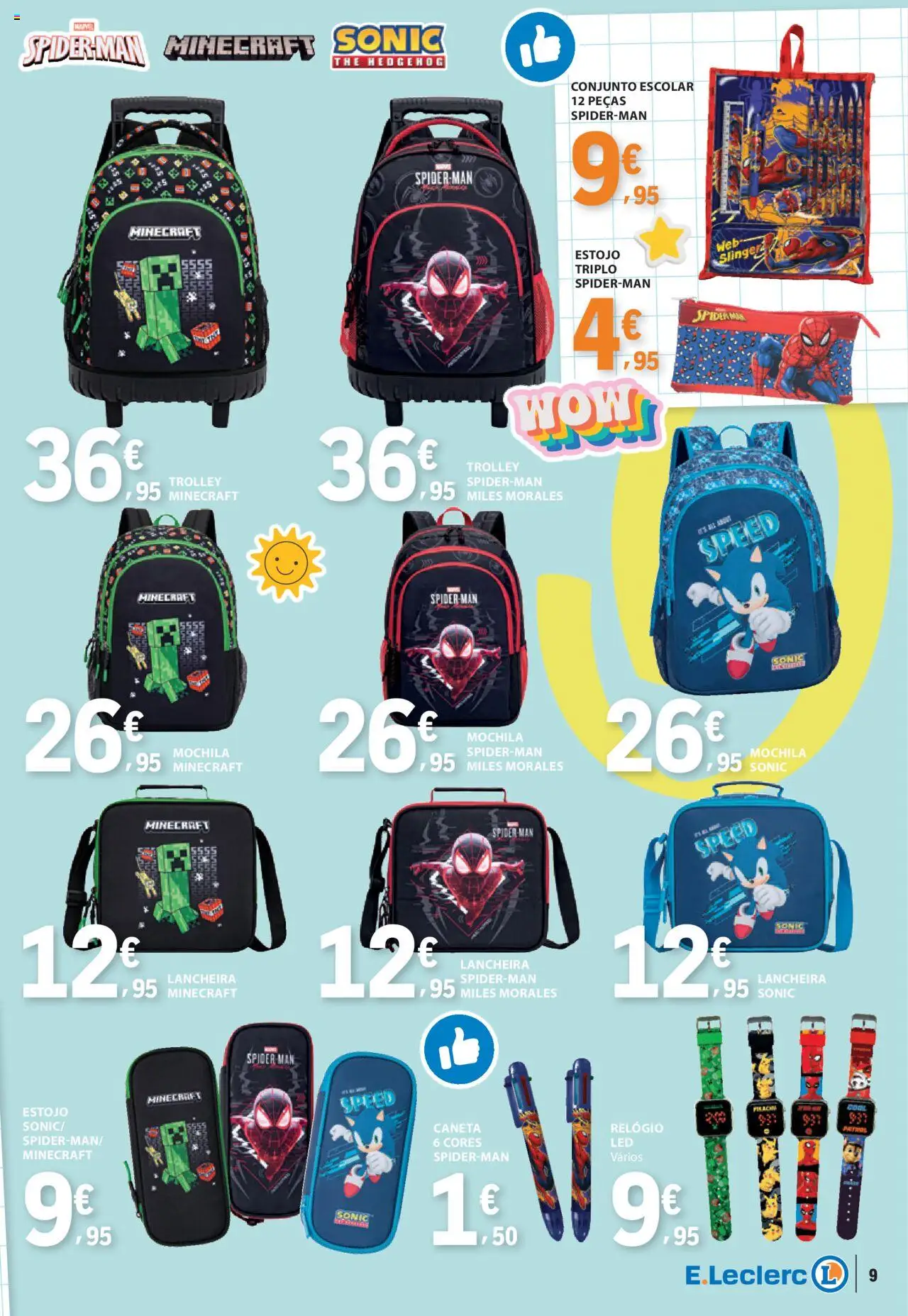 E.Leclerc - Folheto Regresso Aulas │ válido de 05.08.2025 | Página: 9 | Produtos: Mochila, Relógio