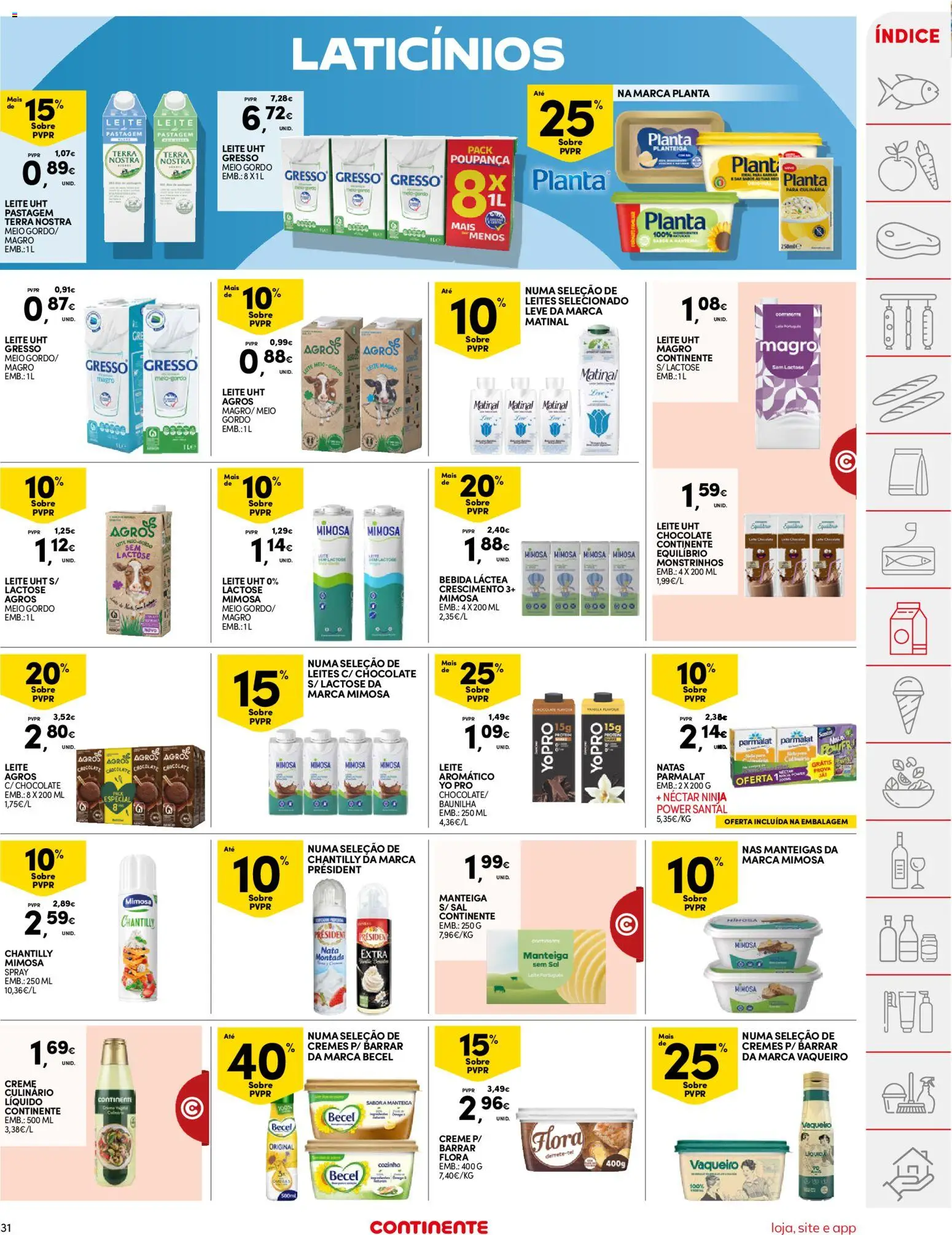 Continente folheto │ válido de 21.04.2026 | Página: 31 | Produtos: Chantilly, Leite, Chocolate, Natas