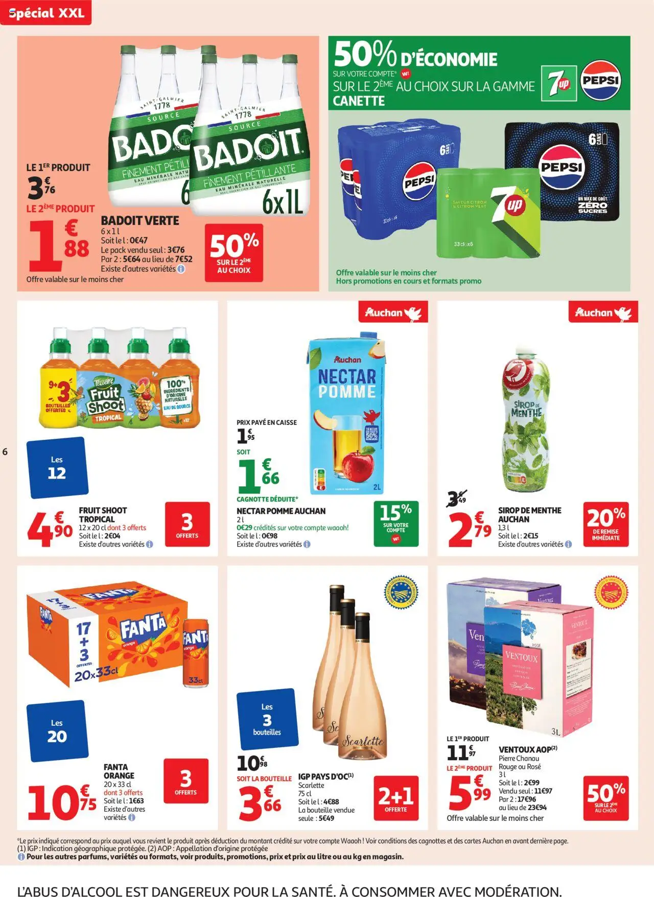  | Page: 6 | Produits: Eau minérale, Badoit, Pomme, Eau de source