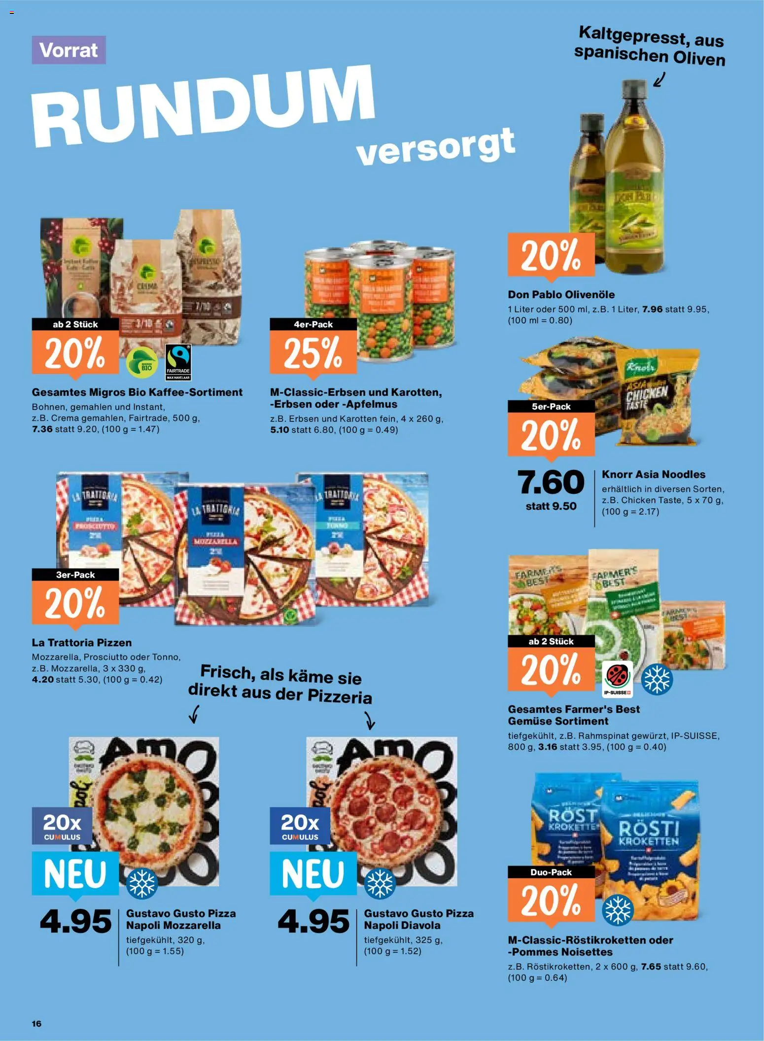 Migros aktionen – gültig ab 26.03.2026 | Seite: 16 | Produkte: Pizza, Erbsen, Gemüse