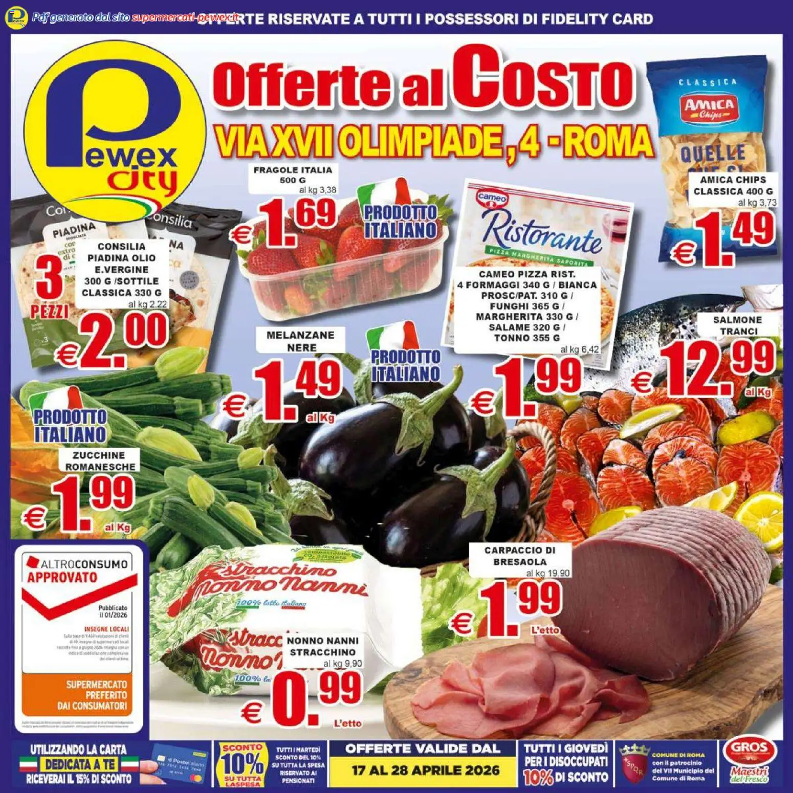 Volantino Pewex del 17.04.2026 | Pagina: 1 | Prodotti: Pizza, Latte, Tonno, Zucchine