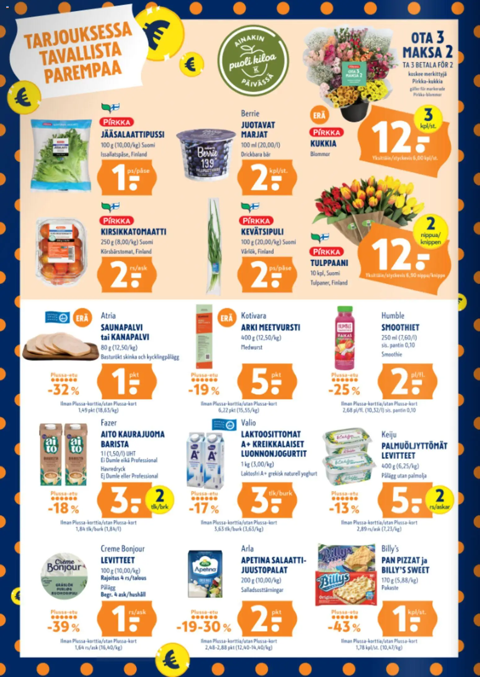 K-Supermarket tarjoukset – voimassa 15.01.2026 alkaen | Sivu: 2 | Tuotteet: Meetvursti, Kaurajuoma, Kirsikkatomaatti, Salaatti