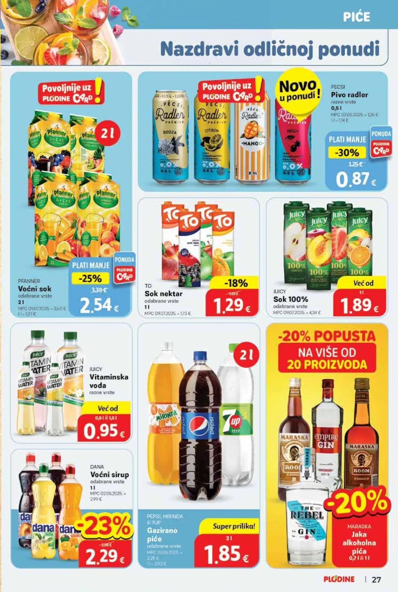 Plodine katalog | vrijedi od 01.10.2025 | Stranica: 27 | Proizvodi: Pivo, Voda, Mango, Sirup