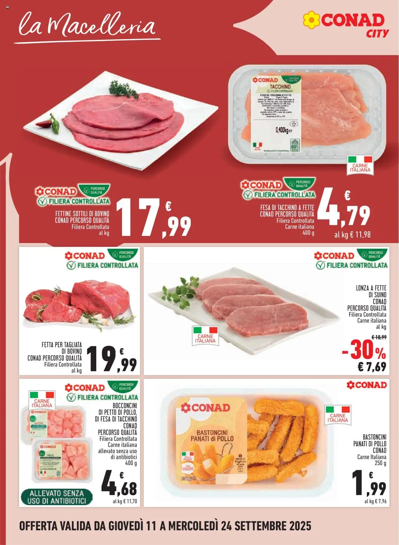 Volantino Conad del 11.09.2025 | Pagina: 6 | Prodotti: Bovino, Pollo, Suino, Tacchino