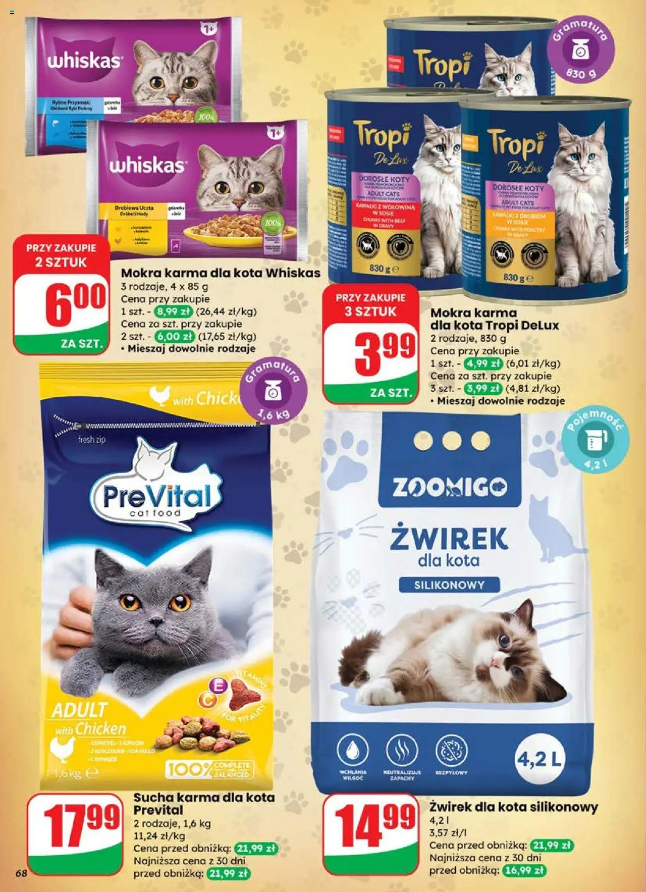 Dino Gazetka od 18.06.2025 | Strona: 68 | Produkty: Galaretka, Żwirek dla kota, Karma dla kota, Wołowina