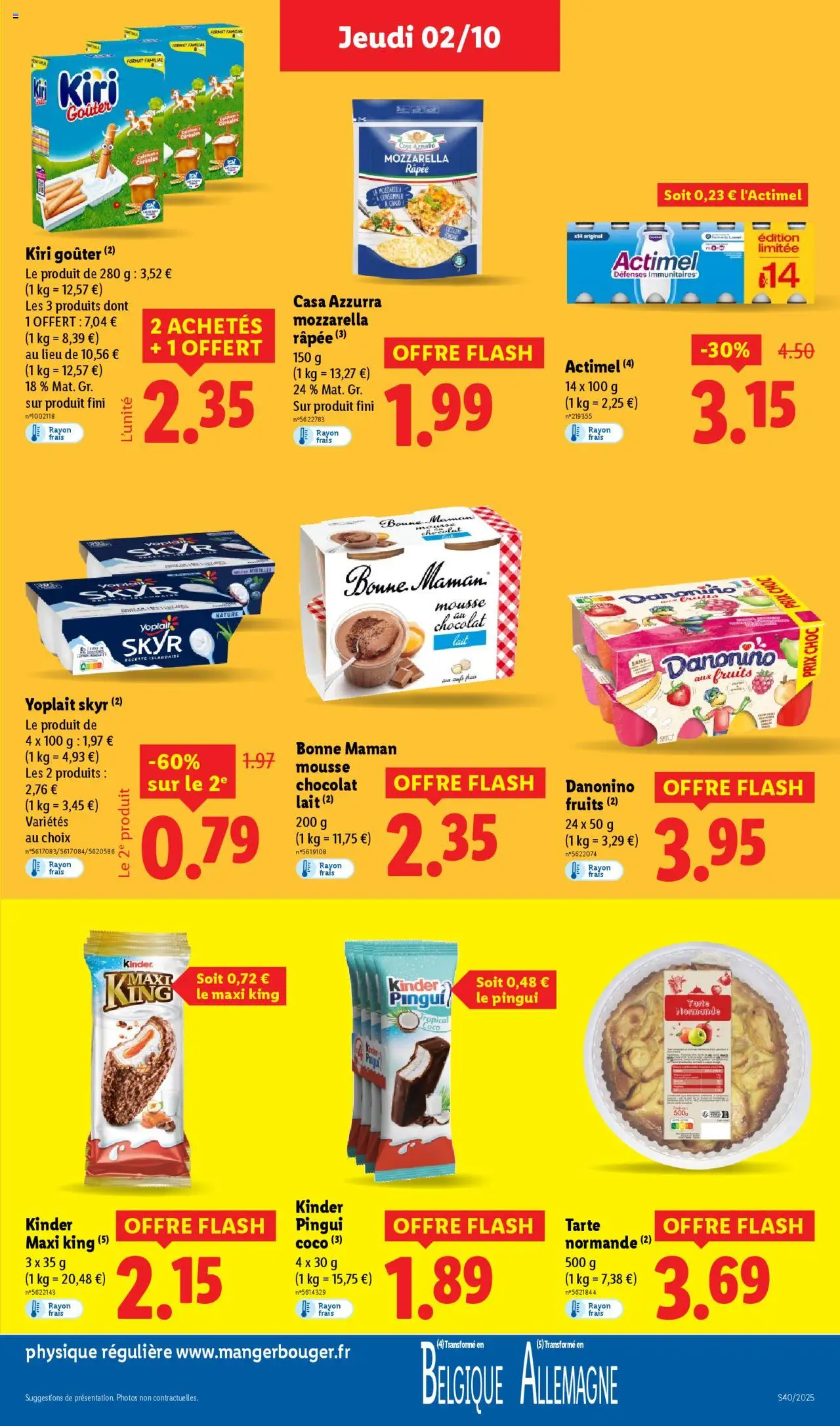 | Page: 17 | Produits: Actimel, Mozzarella, Lait, Chocolat
