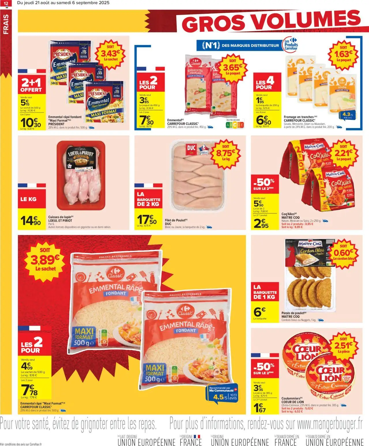  | Page: 14 | Produits: Emmental, Fromage, Cordon bleu, Gouda