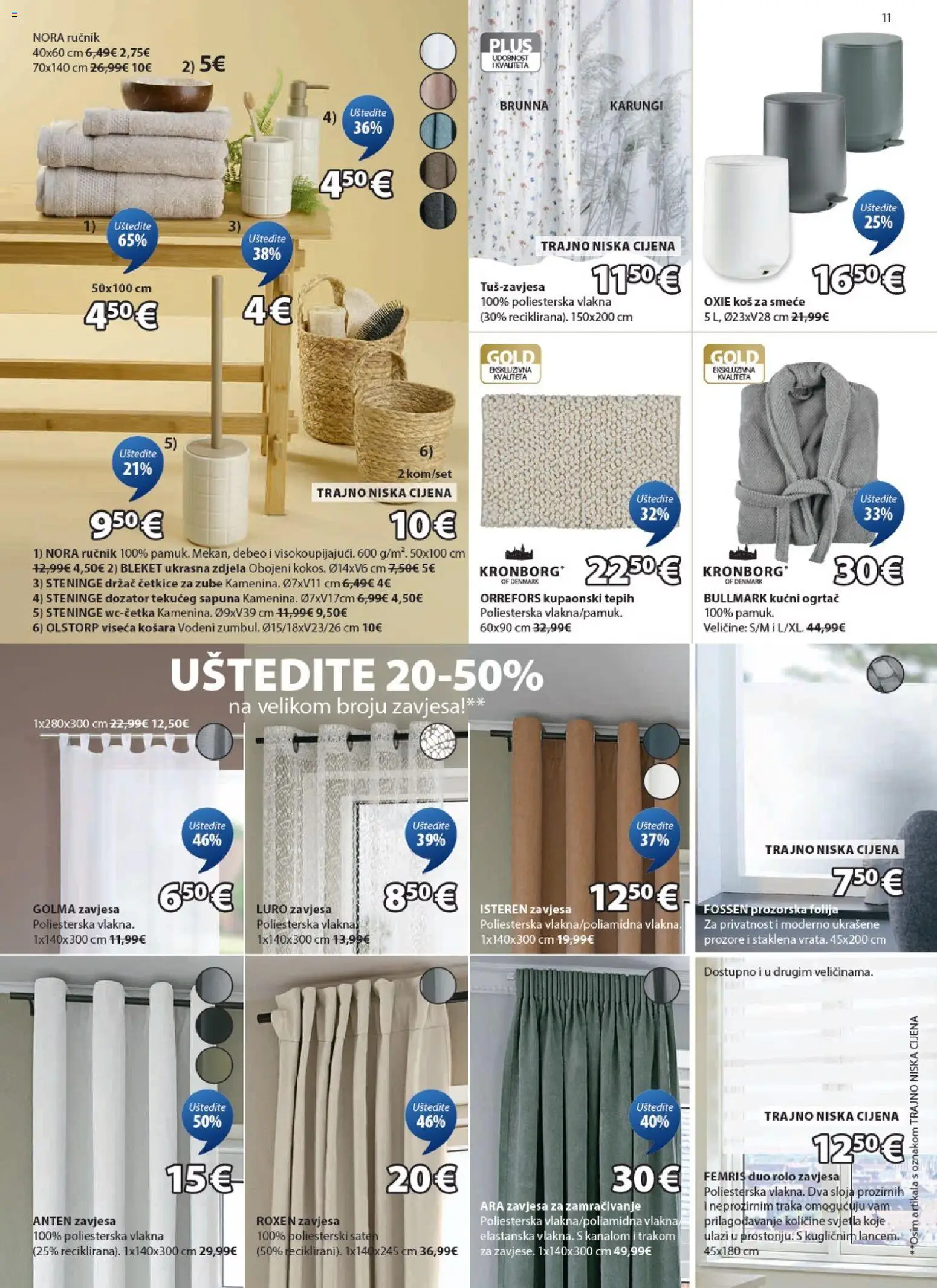 JYSK katalog | vrijedi od 21.01.2026 | Stranica: 11 | Proizvodi: Rolo zavjesa, Ručnik, Kućni ogrtač, Zdjela