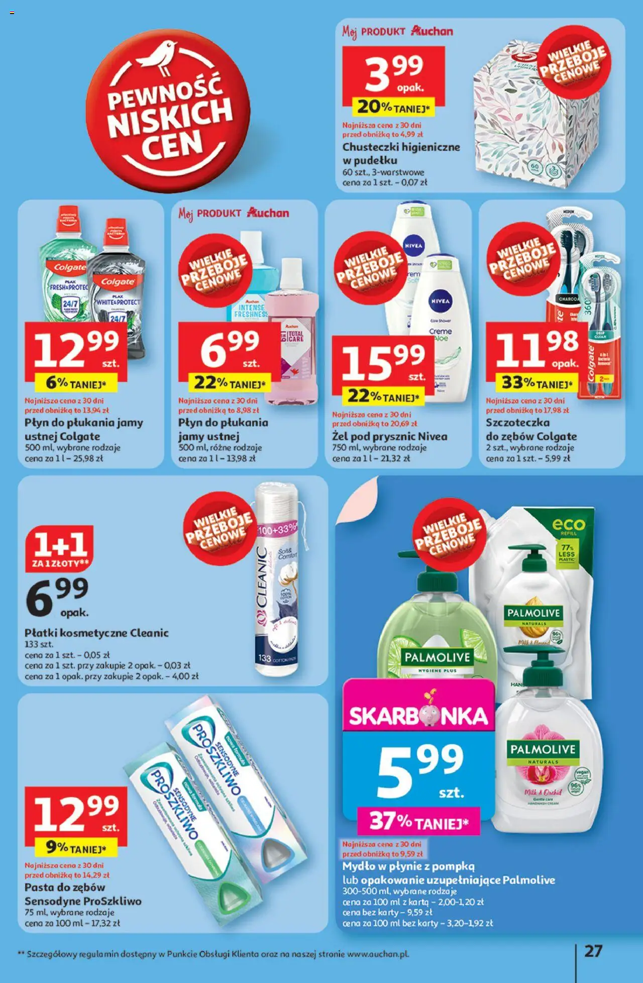 Auchan Gazetka - Jak Pragnę Lata Hipermarket od 20.06.2025 | Strona: 29 | Produkty: Karta, Płatki kosmetyczne, Płatki, Szczoteczka do zębów