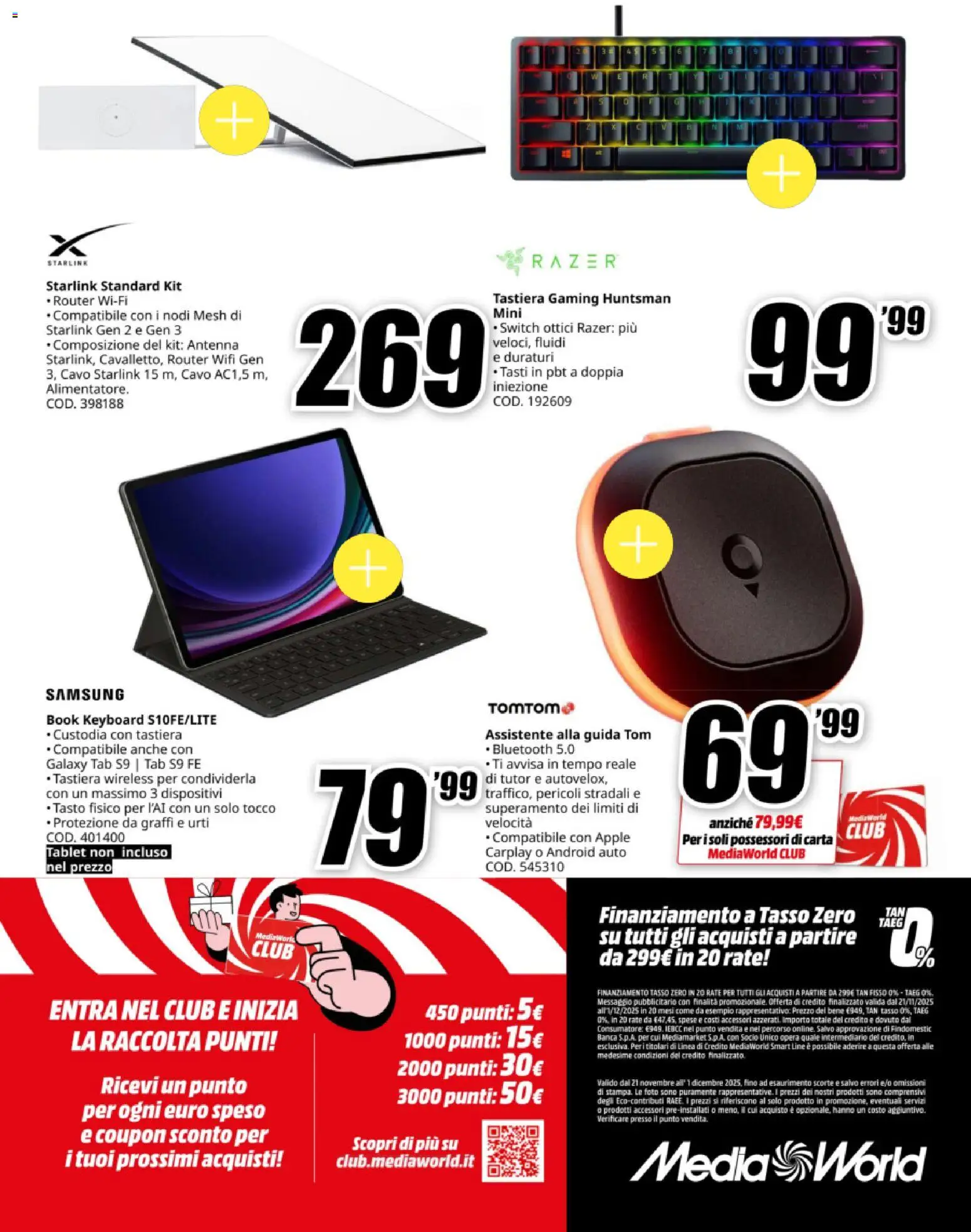 Volantino Media World del 21.11.2025 | Pagina: 12 | Prodotti: Router, Tastiera, Cavo, Samsung