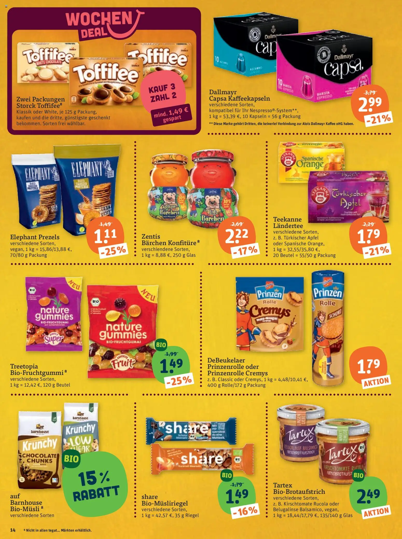 Tegut Prospekt 	 – gültig ab 16.03.2026 | Seite: 16 | Produkte: Kaffee, Balsamico, Rucola, Toffifee