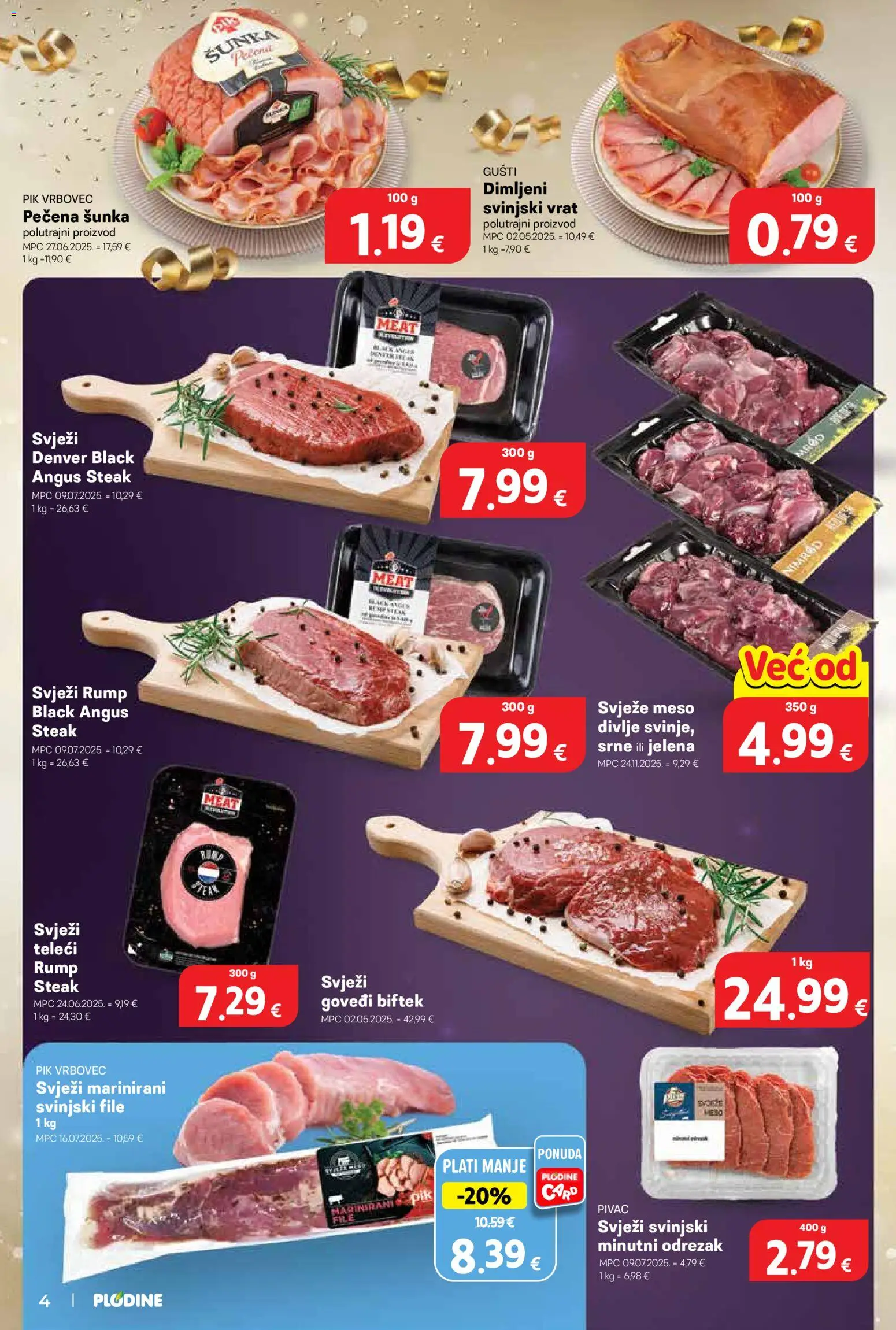 Plodine katalog | vrijedi od 27.12.2025 | Stranica: 4 | Proizvodi: Svinjski vrat, Meso, Svinjski file, Pik Vrbovec