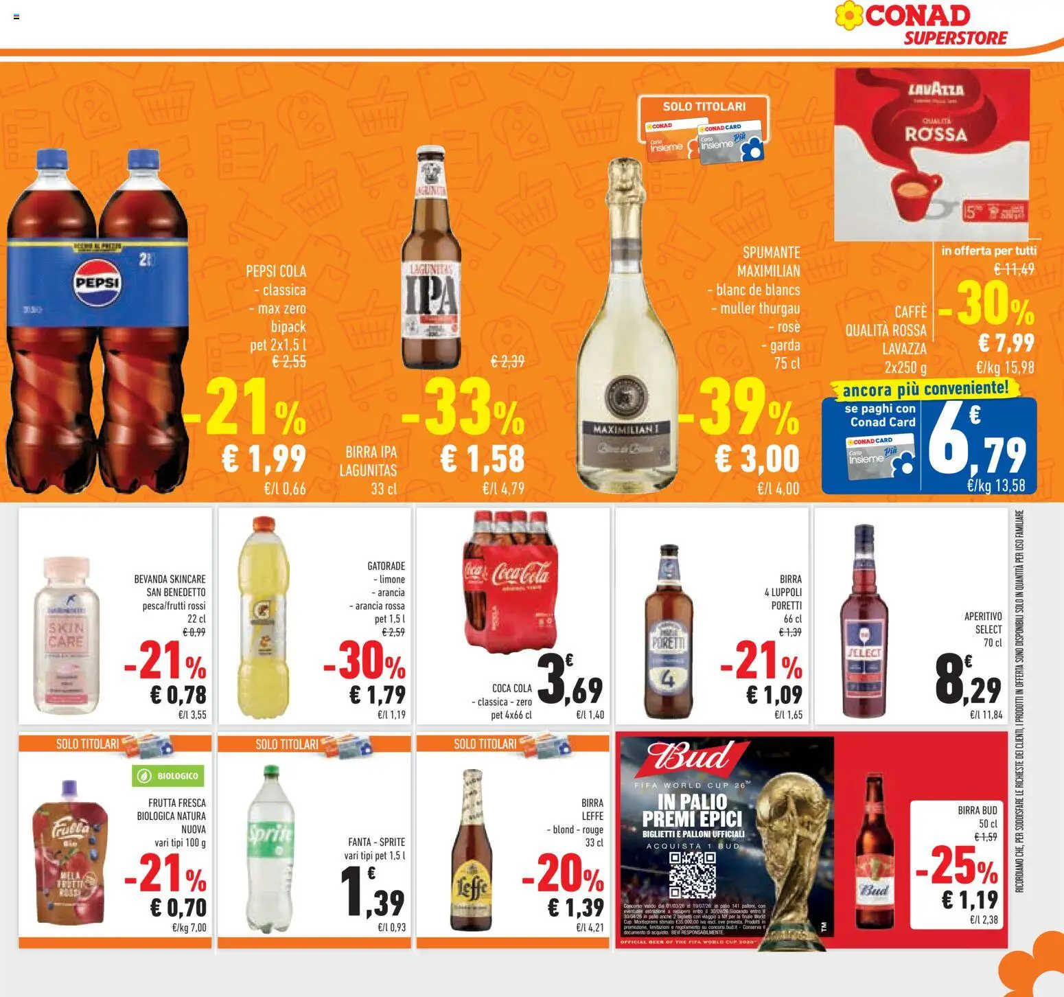 Volantino Conad del 08.04.2026 | Pagina: 25 | Prodotti: Frutta, Fanta, Arancia, Pepsi