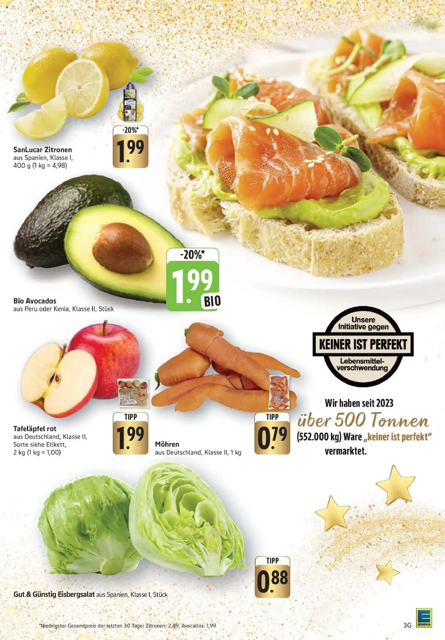 Edeka prospekt Geislingen	 – gültig ab 15.12.2025 | Seite: 3 | Produkte: Eisbergsalat, Apple, Avocado, Zitronen