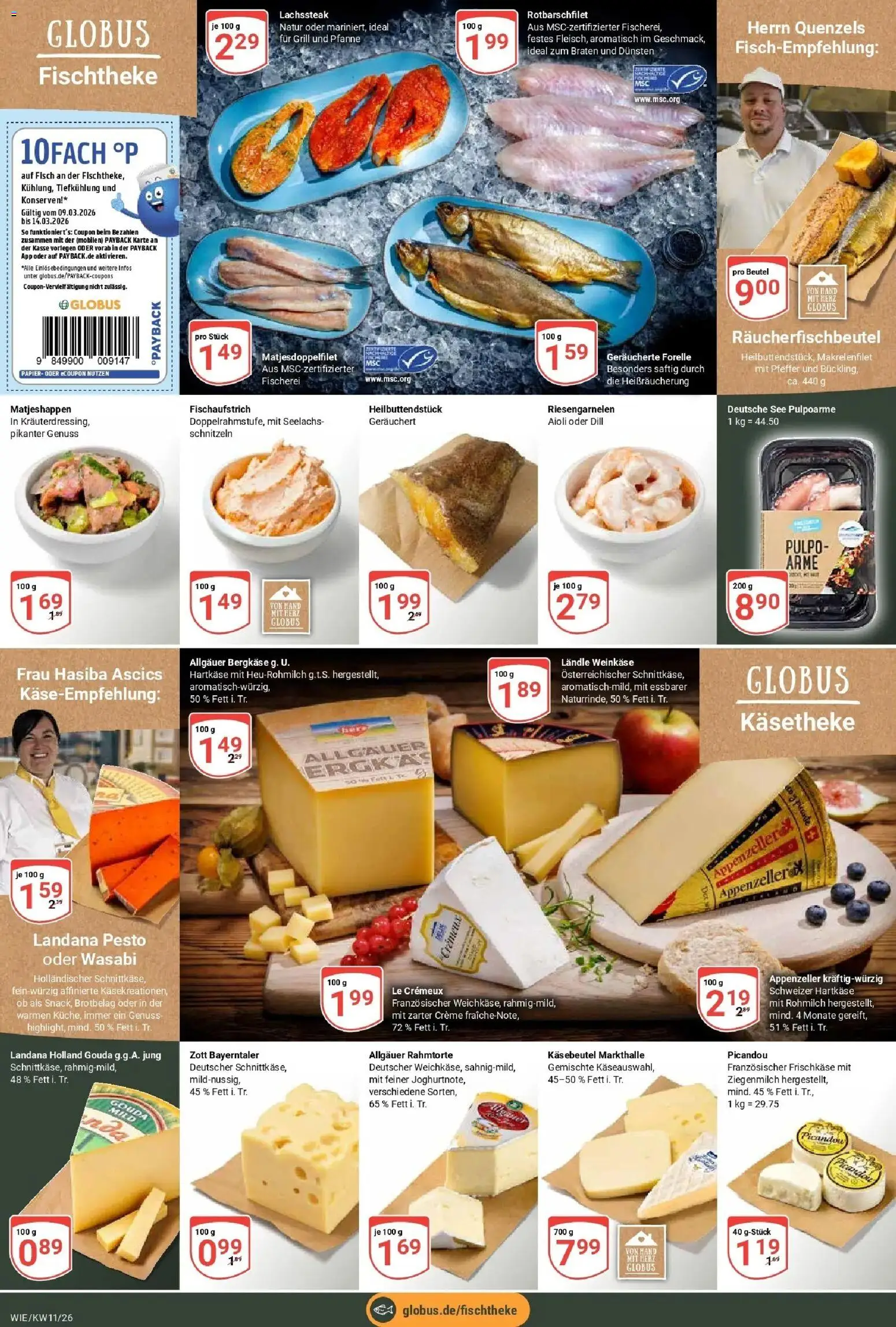 Globus prospekt Waghäusel	 – gültig ab 09.03.2026 | Seite: 12 | Produkte: Creme, Fisch, Pfeffer, Frischkase