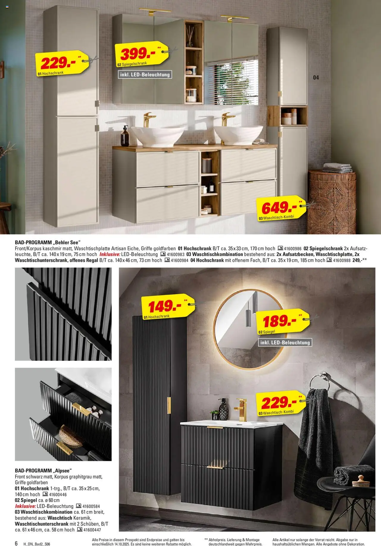 Höffner Bad Spezial – gültig ab 01.10.2025 | Seite: 6 | Produkte: Regal, Spiegel, Spiegelschrank, Hochschrank