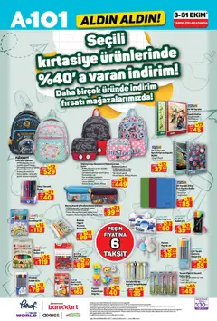 09.10.2025 tarihinden itibaren geçerli olan A101 kataloğu önizlemesi | Sayfa: 29 | Ürünler: Çift taraflı, Keçeli kalem, Okul çantası, Ataş