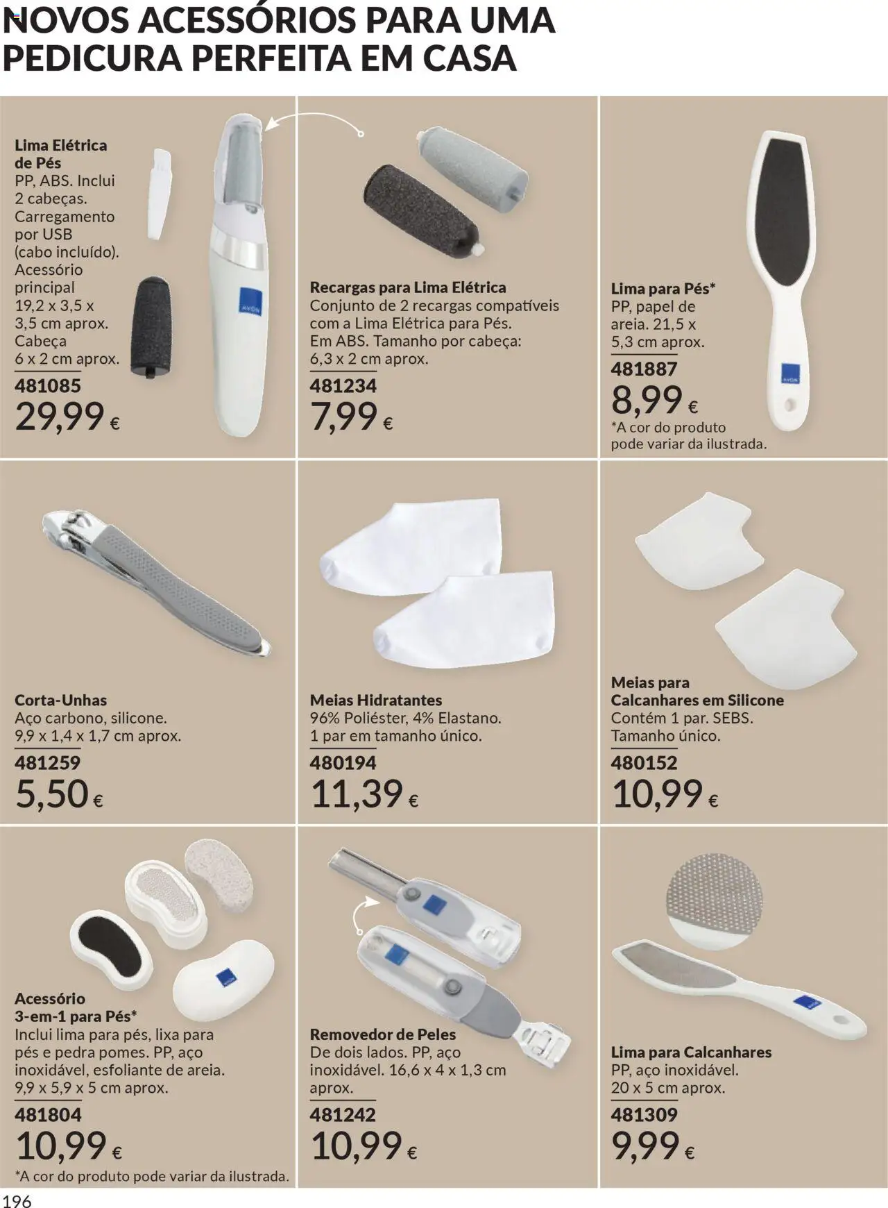 Catálogo Avon Campanha 10 │ válido de 01.10.2025 | Página: 196 | Produtos: Lixa, Cabo, Corta-unhas, Meias