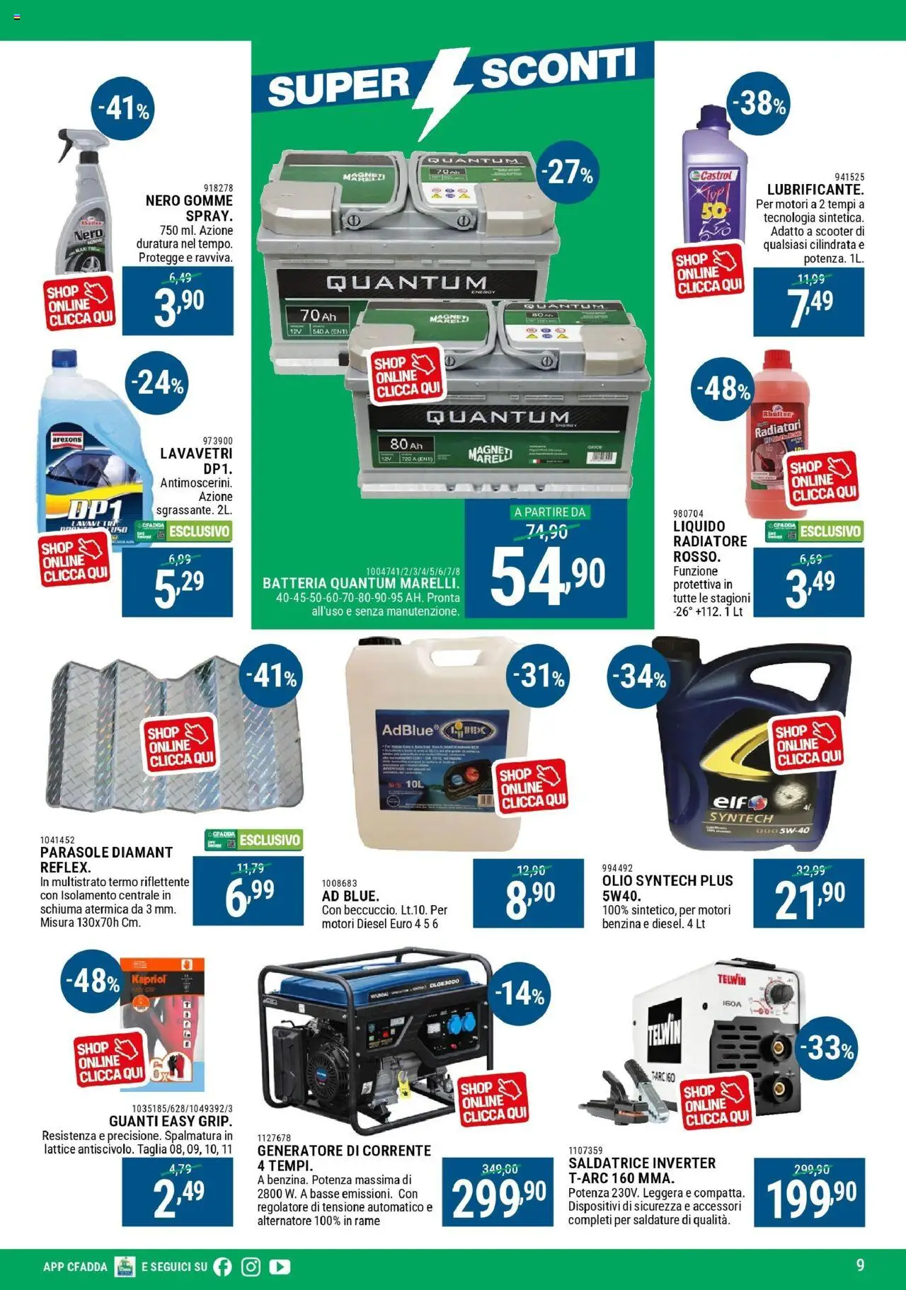 Volantino CFadda del 30.07.2025 | Pagina: 9 | Prodotti: Olio, Guanti, Generatore, Batteria