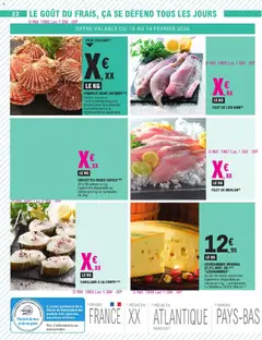 E.Leclerc - Prévisualisation de CREVETTES ROSES CUITES (1)(4), 40 à 50 pièces au kg. Egalement disponible au même prix kg en barquette de 2kg. valide à partir de 10.02.2026 | Page: 44 | Produits: Pêche, Crevettes, Lait