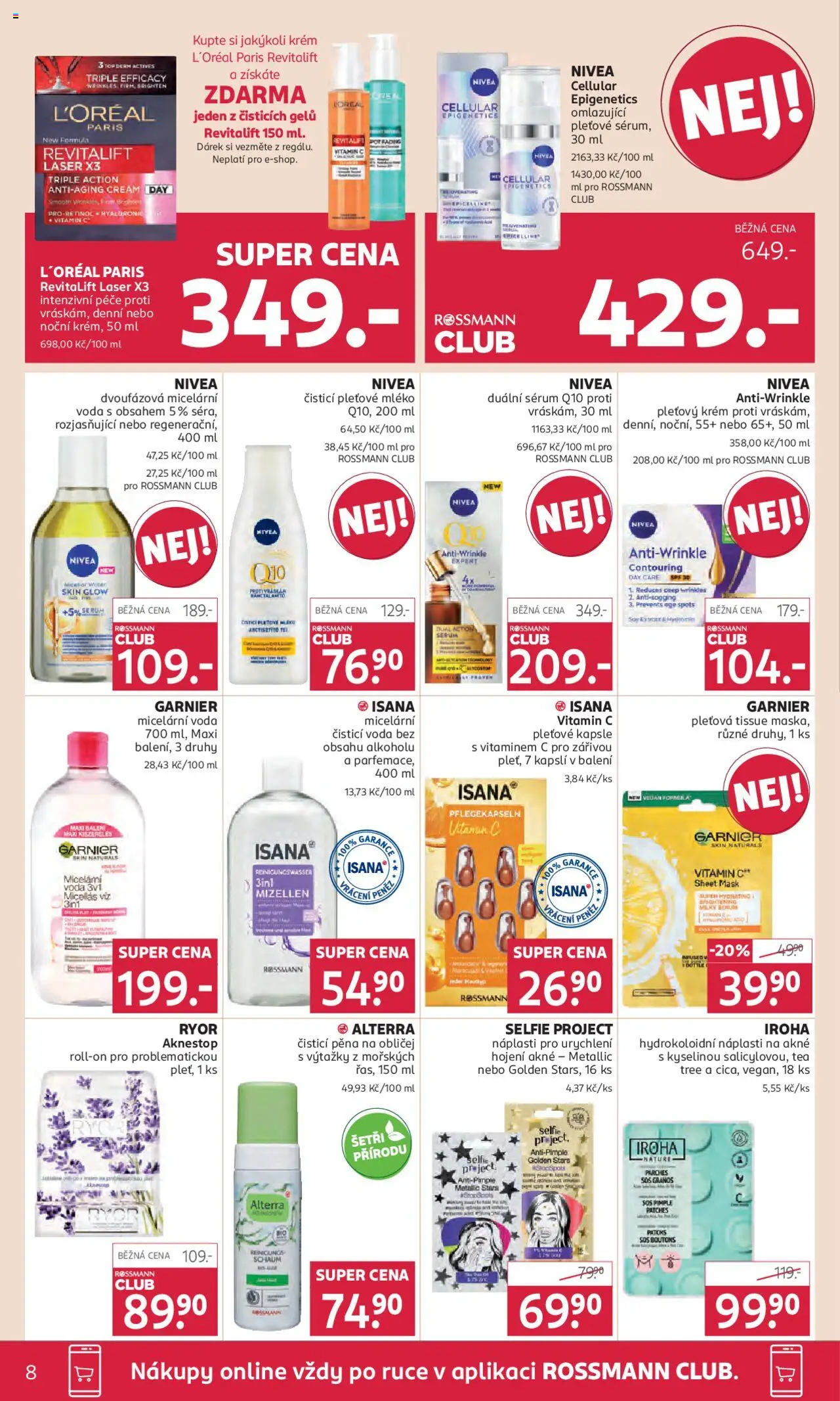 Rossmann leták od 08.10.2025 | Strana: 8 | Produkty: Nivea, Sérum, Kapsle, Micelární voda Garnier