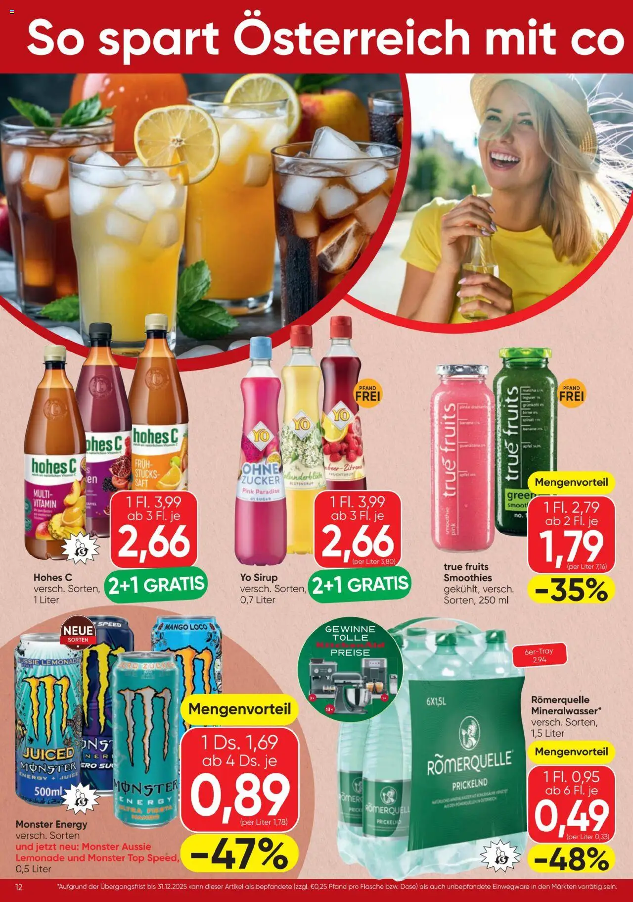 Spar Flugblatt gültig ab 28.08.2025 | Seite: 12 | Produkte: Zitrone, Mango, Birne, Saft
