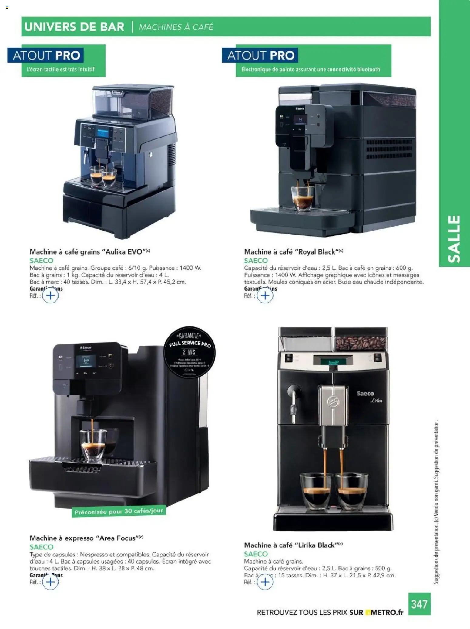 {H1} | Page: 347 | Produits: Machine à café, Café en grains, Réservoir d'eau, Café