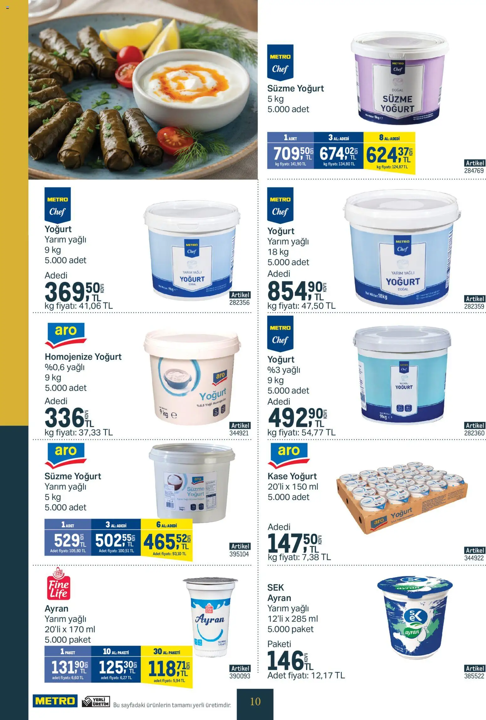 Metro - Kurum ve İşletme Mutfakları - 11.02.2026 tarihinden itibaren geçerlidir | Sayfa: 10 | Ürünler: Kaşe, Yoğurt