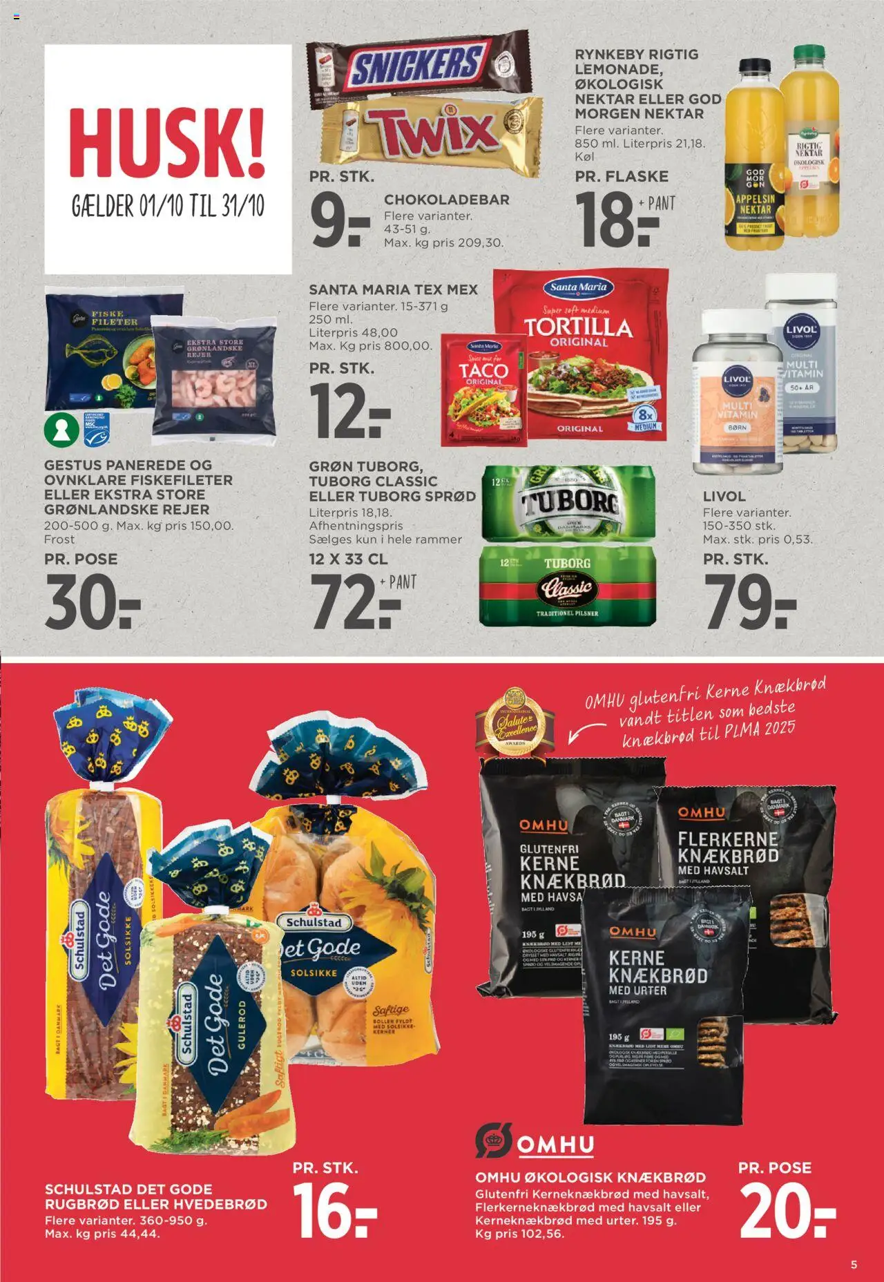 Meny tilbudsavis – gyldig fra 10.10.2025 | Side: 5 | Produkter: Rugbrød, Knækbrød, Søm, Taco
