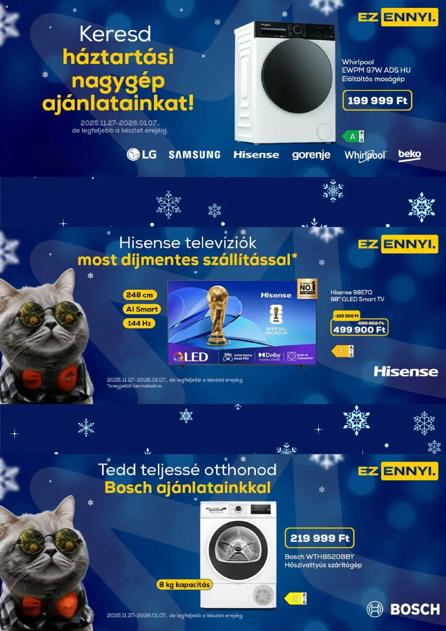 Euronics akciós ujság - amely érvényes a következő dátumtól: 27.12.2025 | Oldal: 1 | Termékek: Mosógép, TV, Smart tv, Elöltöltős mosógép