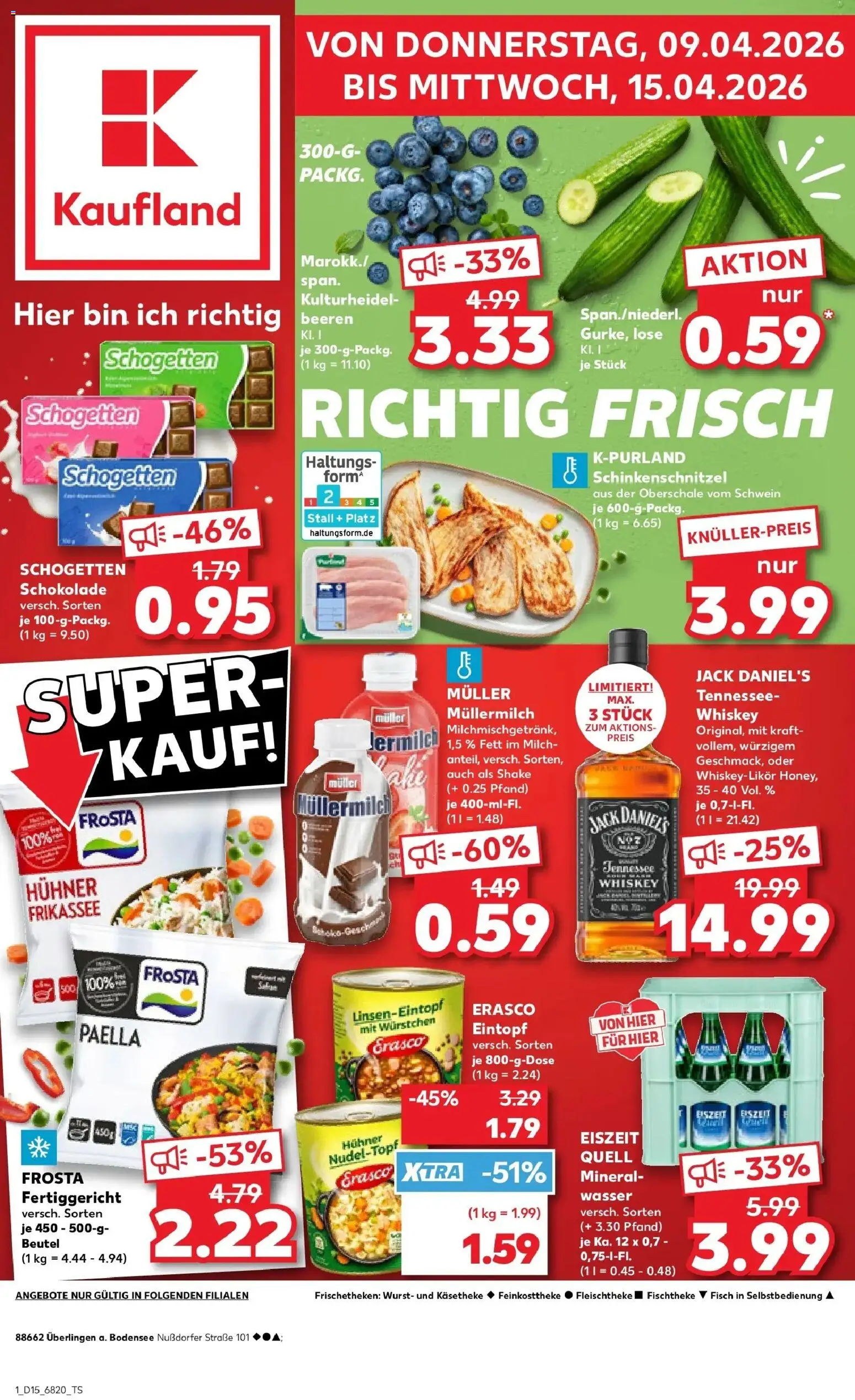 Kaufland Prospekt Überlingen	 – gültig ab 07.04.2026 | Seite: 13 | Produkte: Schokolade, Fisch, Wasser, Schogetten