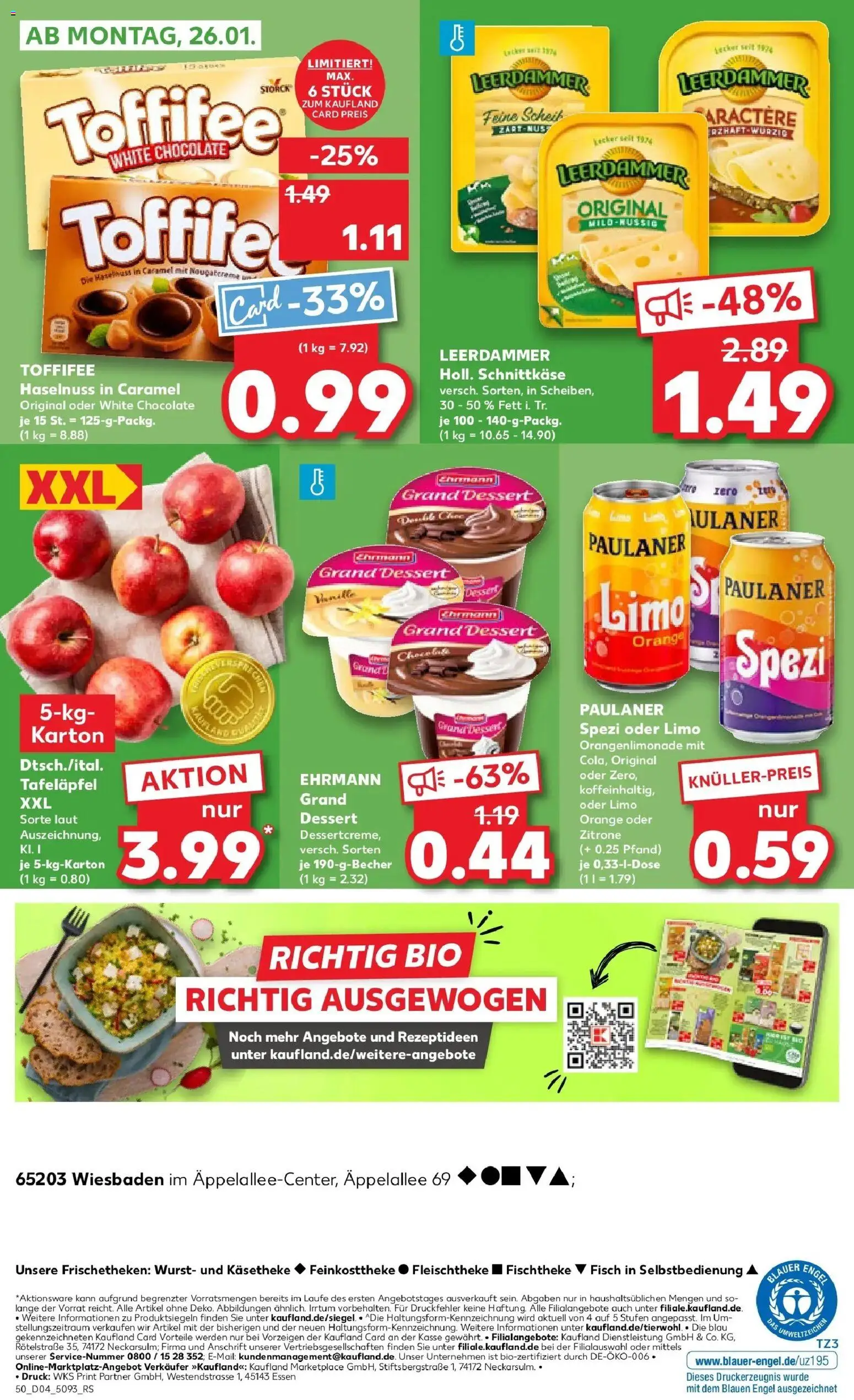 Kaufland prospekt Wiesbaden	 – gültig ab 22.01.2026 | Seite: 50 | Produkte: Leerdammer, Zitrone, Wurst, Toffifee