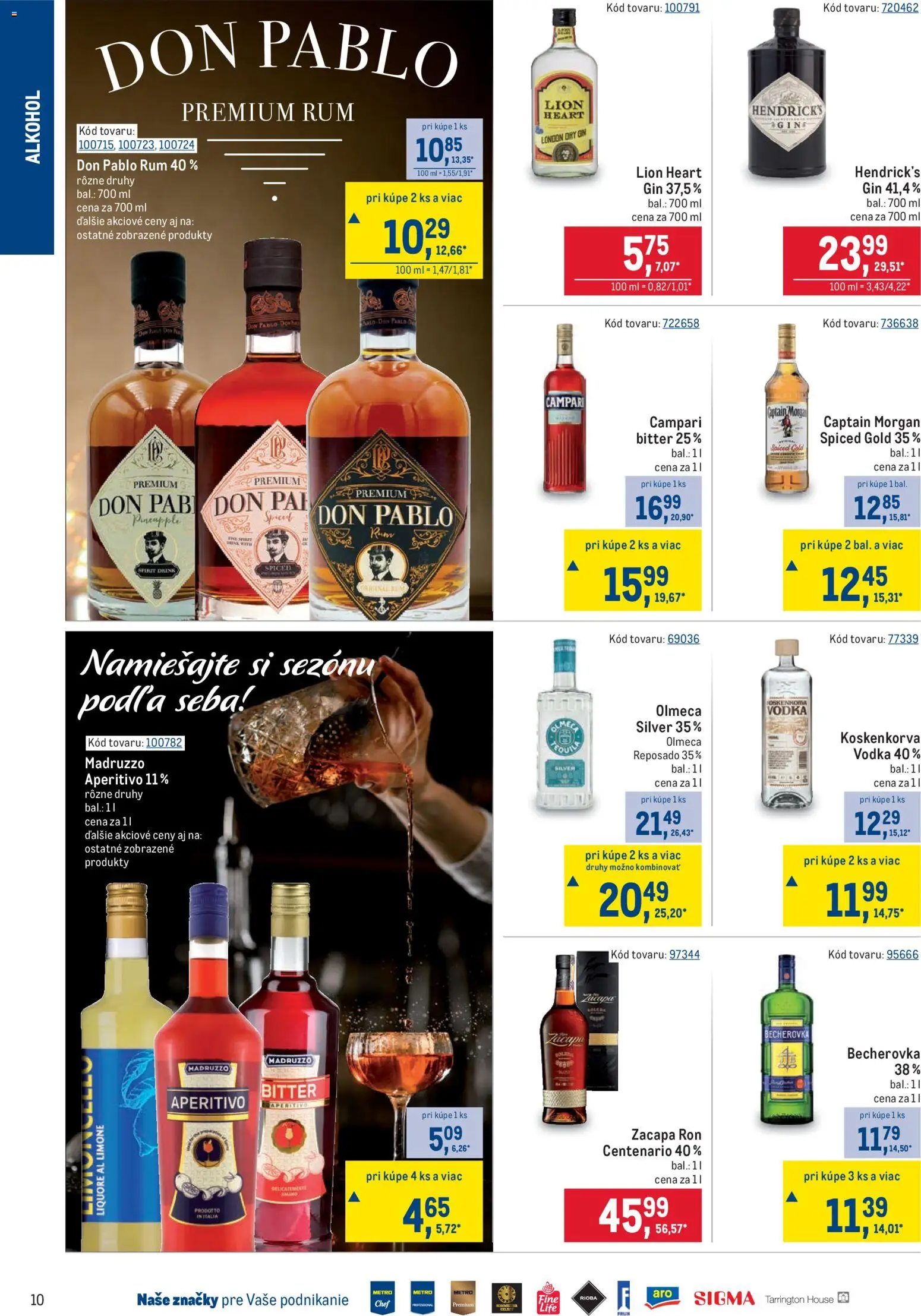 Nové Metro akcie – leták je platný od 22.04.2026 | Strana: 10 | Produkty: Captain Morgan, Vodka, Alkohol, Rum