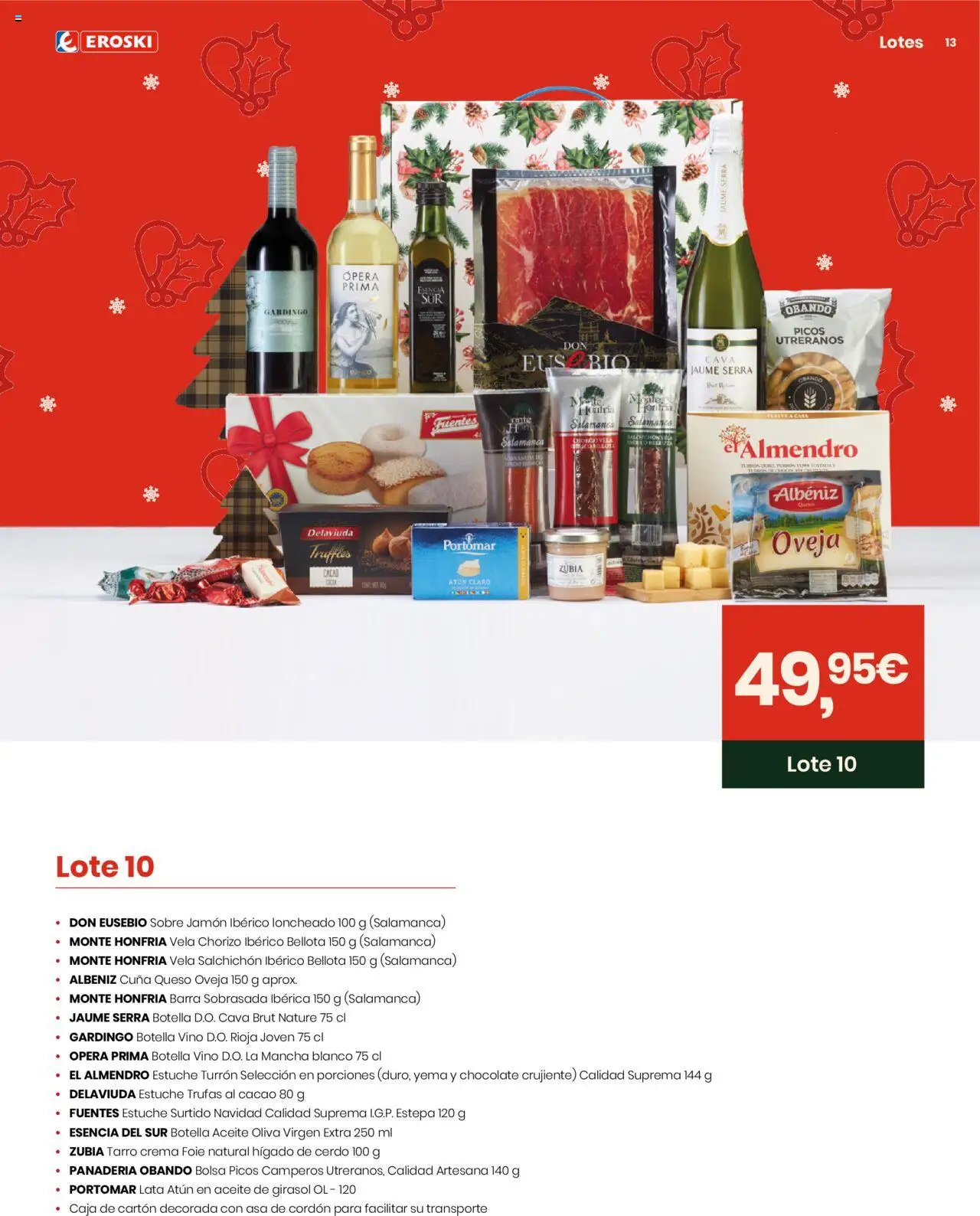 Eroski - Lotes y Cestas Navidad 2025 │ válido desde el 16.10.2025 | Página: 13 | Productos: Jamón ibérico, Bolsa, Φρυγανιές σικάλεως, Caja