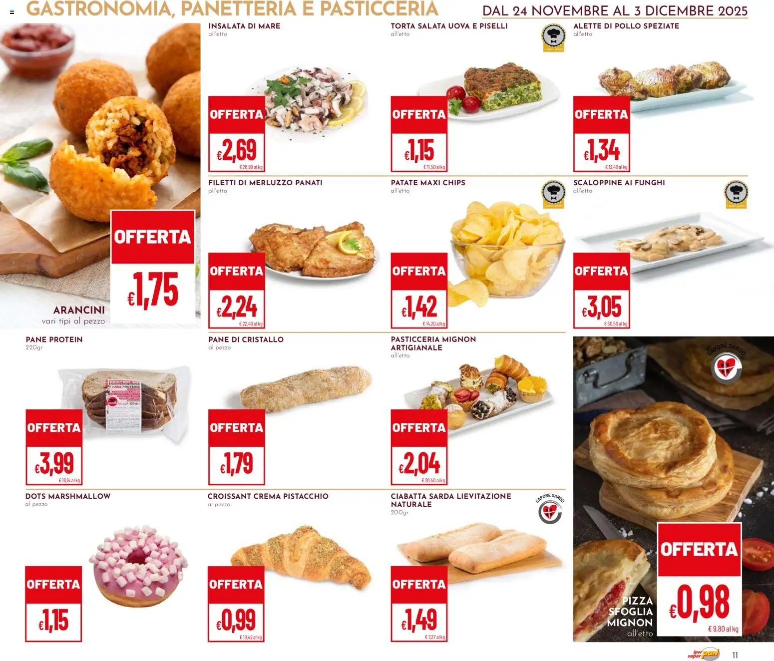 Volantino Pan del 24.11.2025 | Pagina: 11 | Prodotti: Crema, Uova, Pizza, Pollo