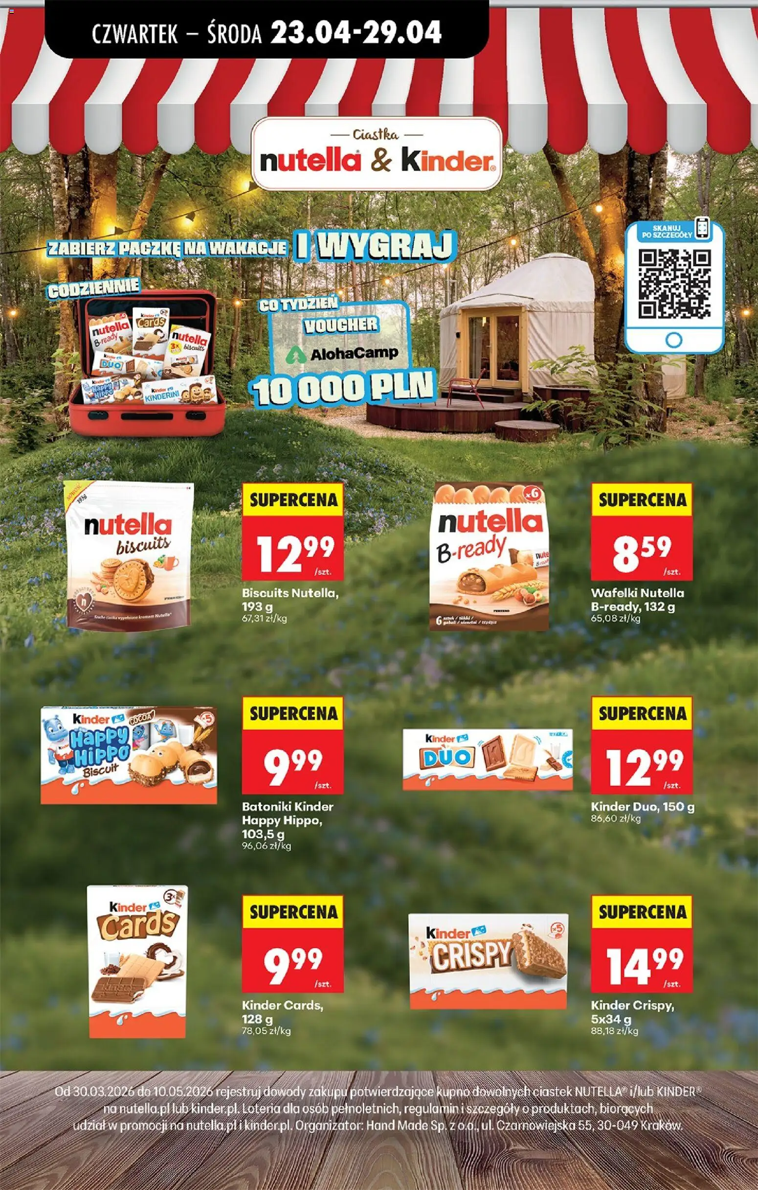 Biedronka gazetka od czwartku od 23.04.2026 | Strona: 70 | Produkty: Nutella biscuits, Wafelki, Ciastka, Kinder cards