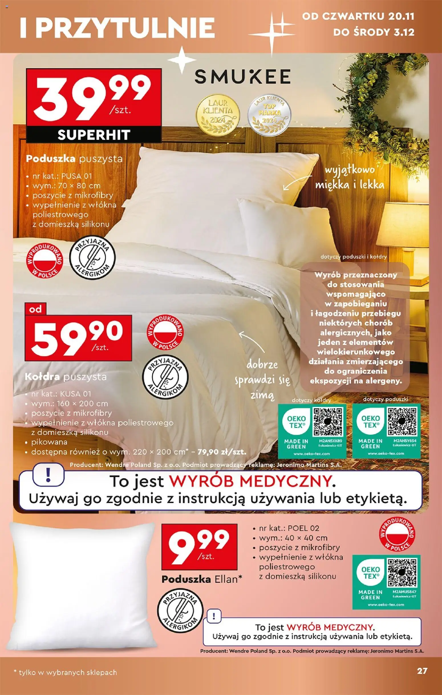 Biedronka Black Friday od 15.11.2025 | Strona: 29 | Produkty: Poduszka, Kołdra